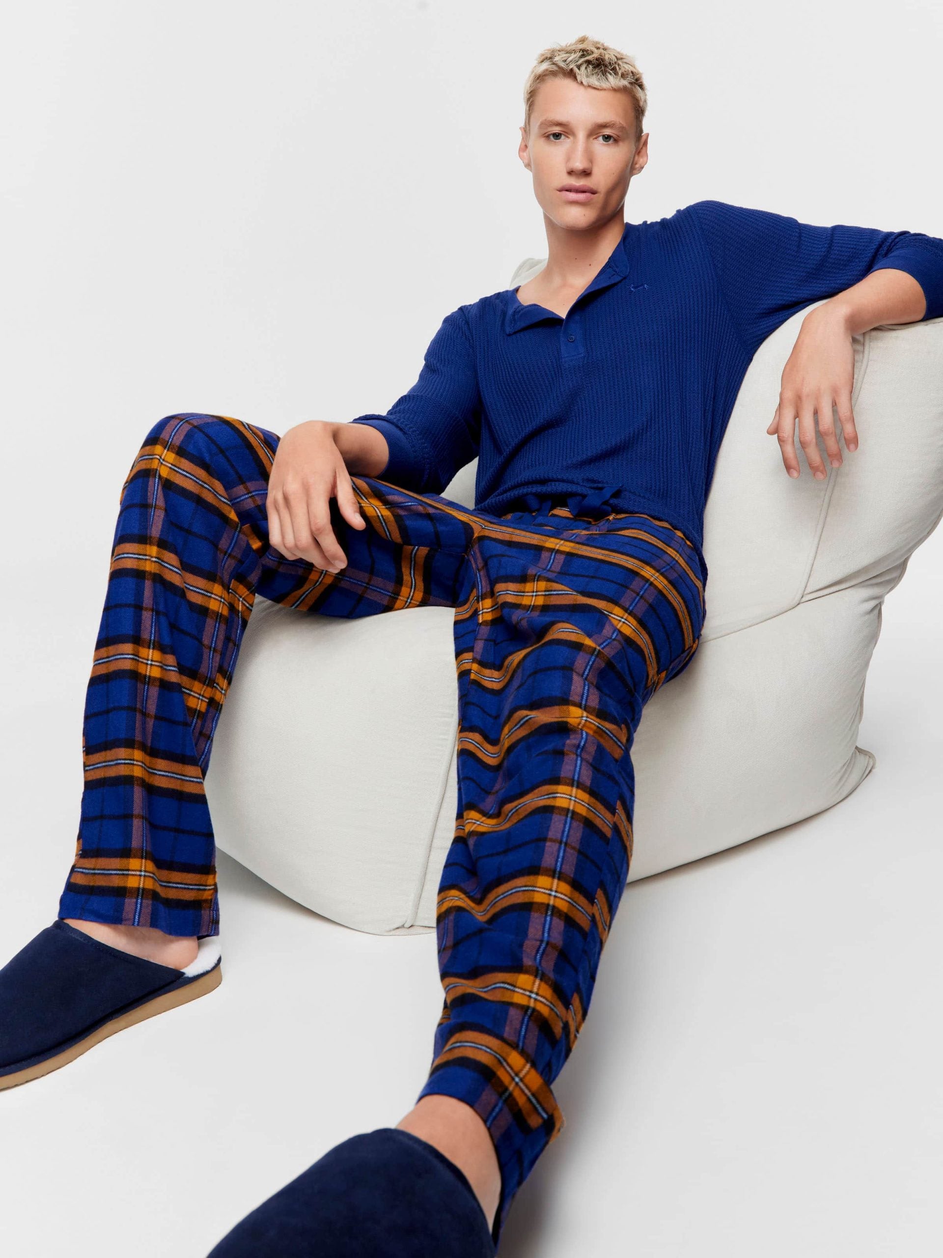 Navy Check Flannelette Pj Pant navy image 0