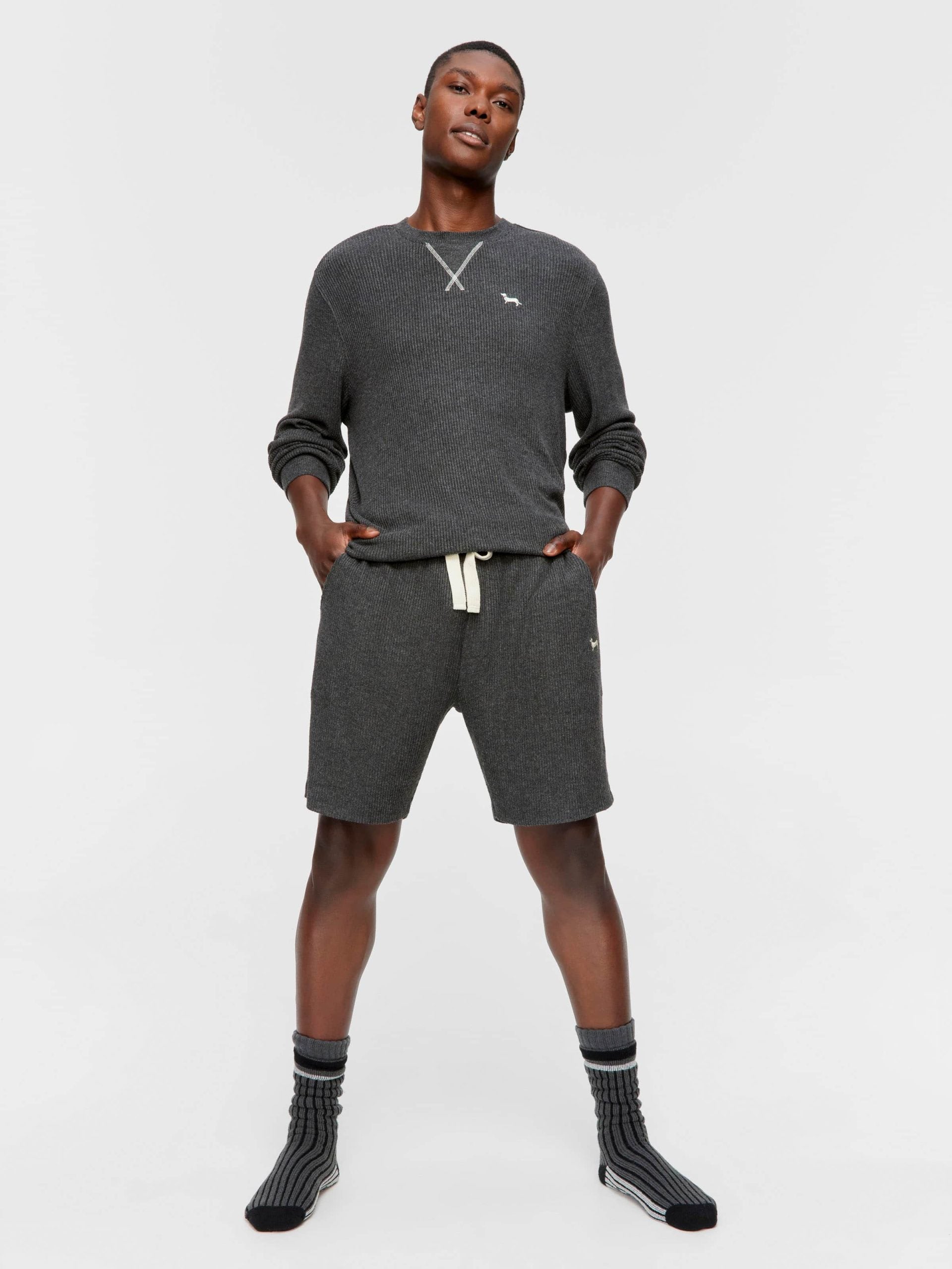 Charcoal Brushed Rib Mid Short charcoal image 0