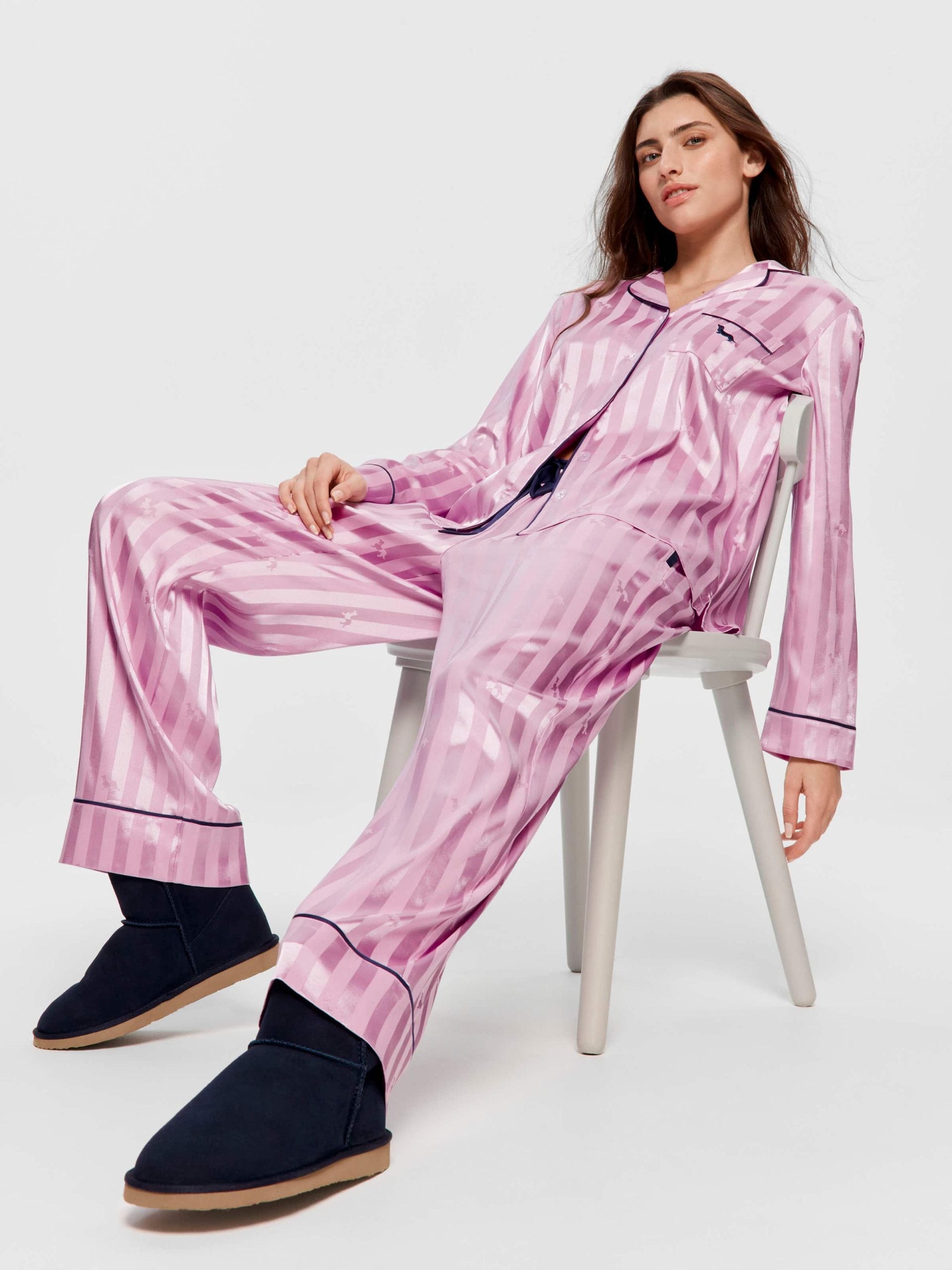 Lilac Penny Stripe Chic Satin Long Sleeve Pj Set lilac image 0