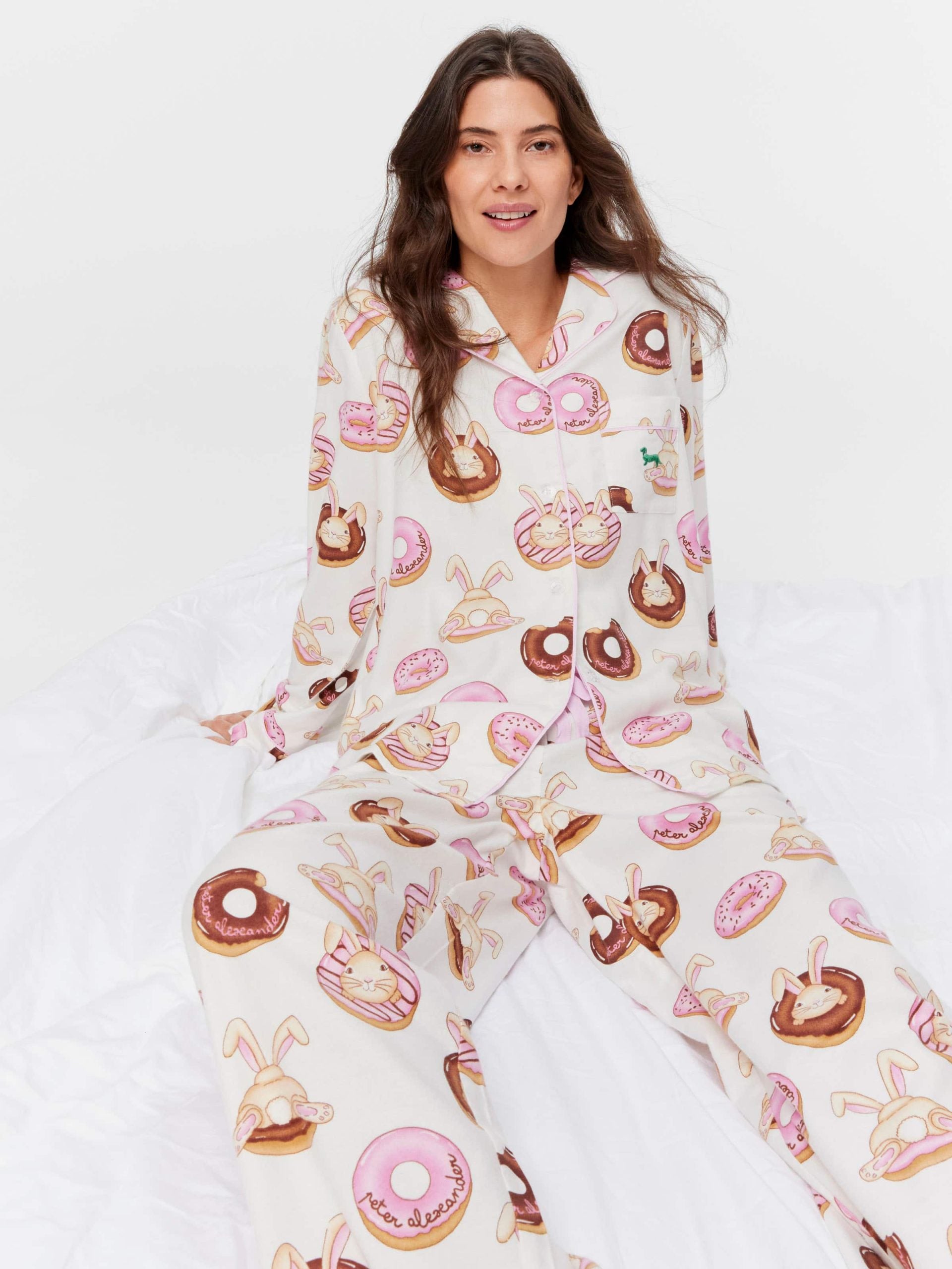 Krispy Kreme Pink Bunnies Bamboo Flannelette Long Pj Set multi image 0