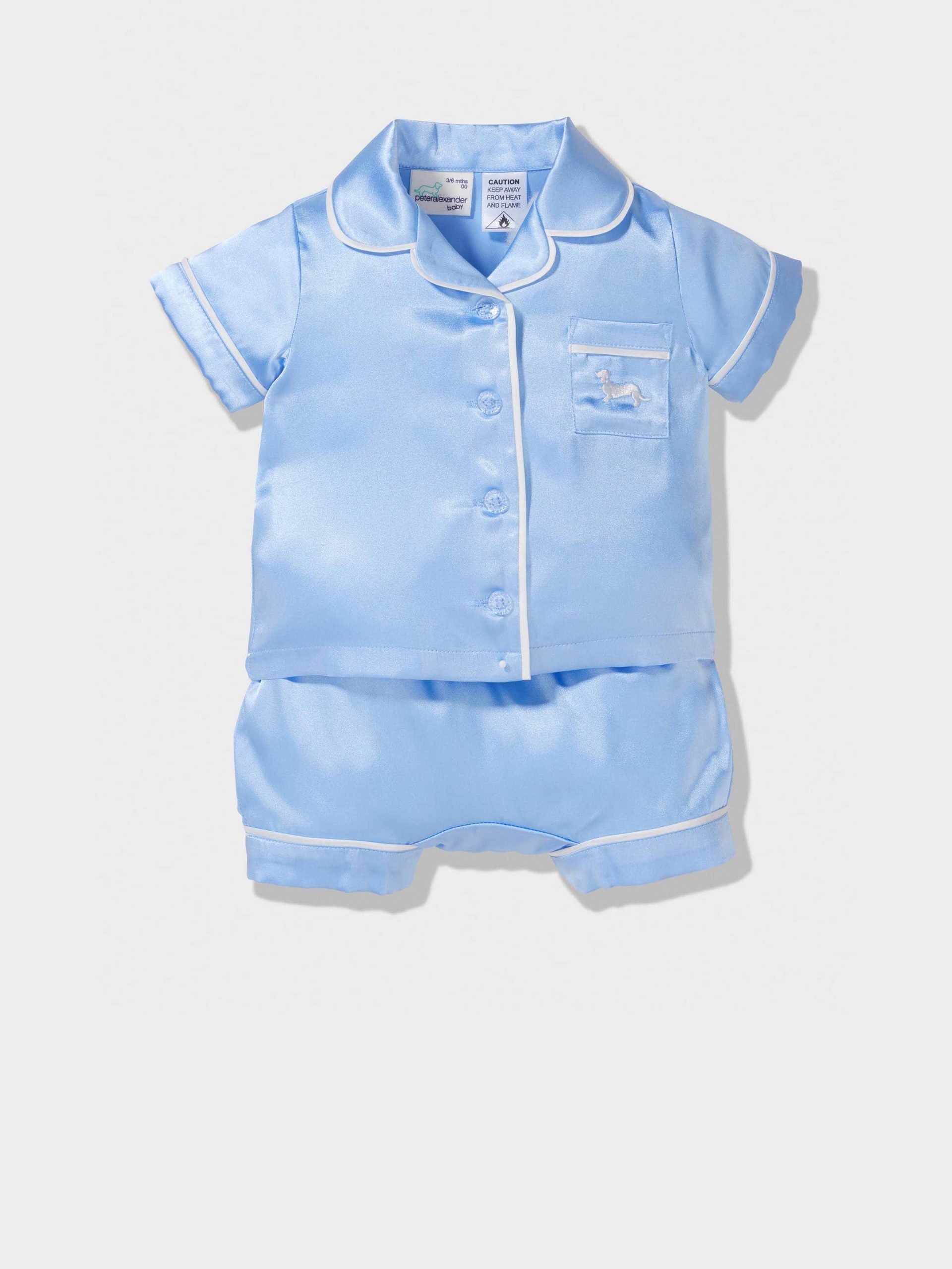 Baby Short Classic Satin Cornflower Pj Set Cornflower image 0