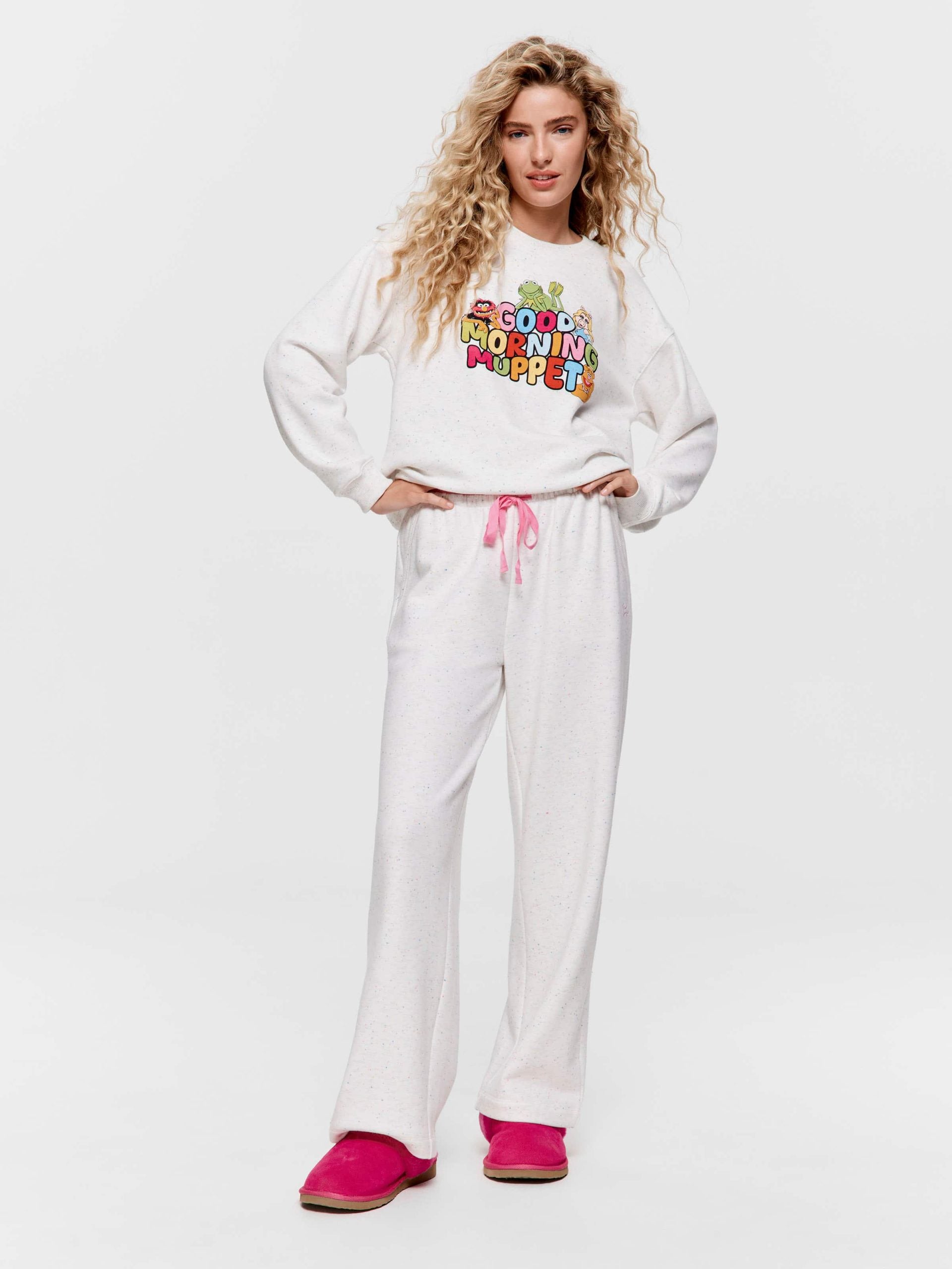 Speckle Fleece Wide Leg Pj Pant multi image 0