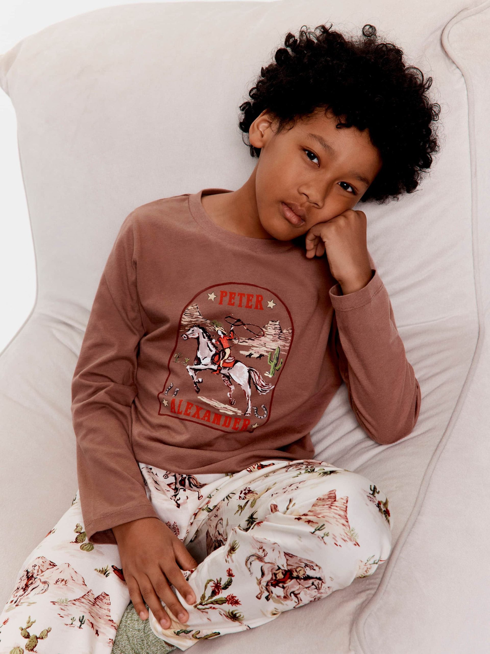 Boys Western Print Long Pj Set Multi image 0