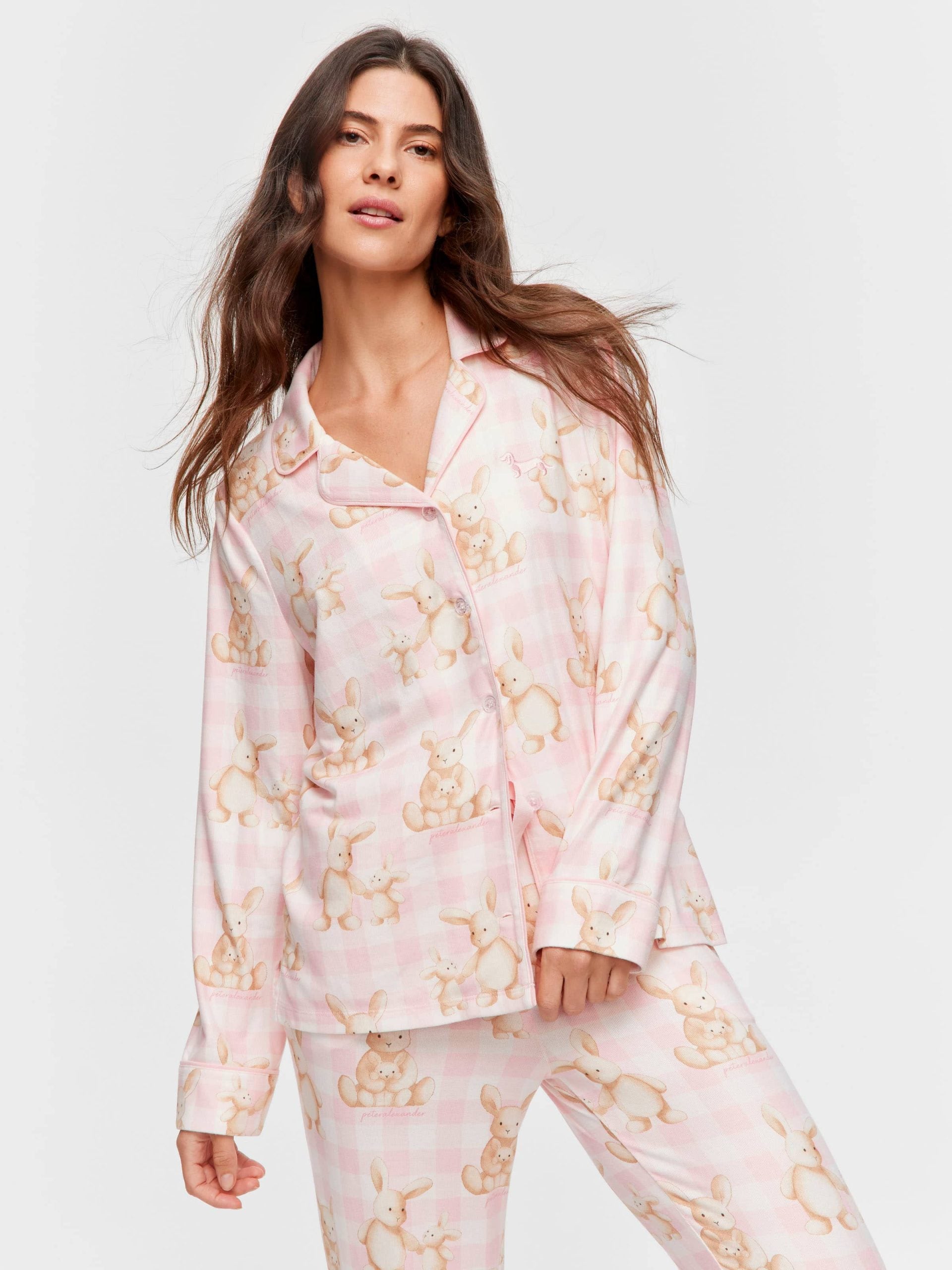 Soft Bunny Plush Long Classic Pj Set multi image 0