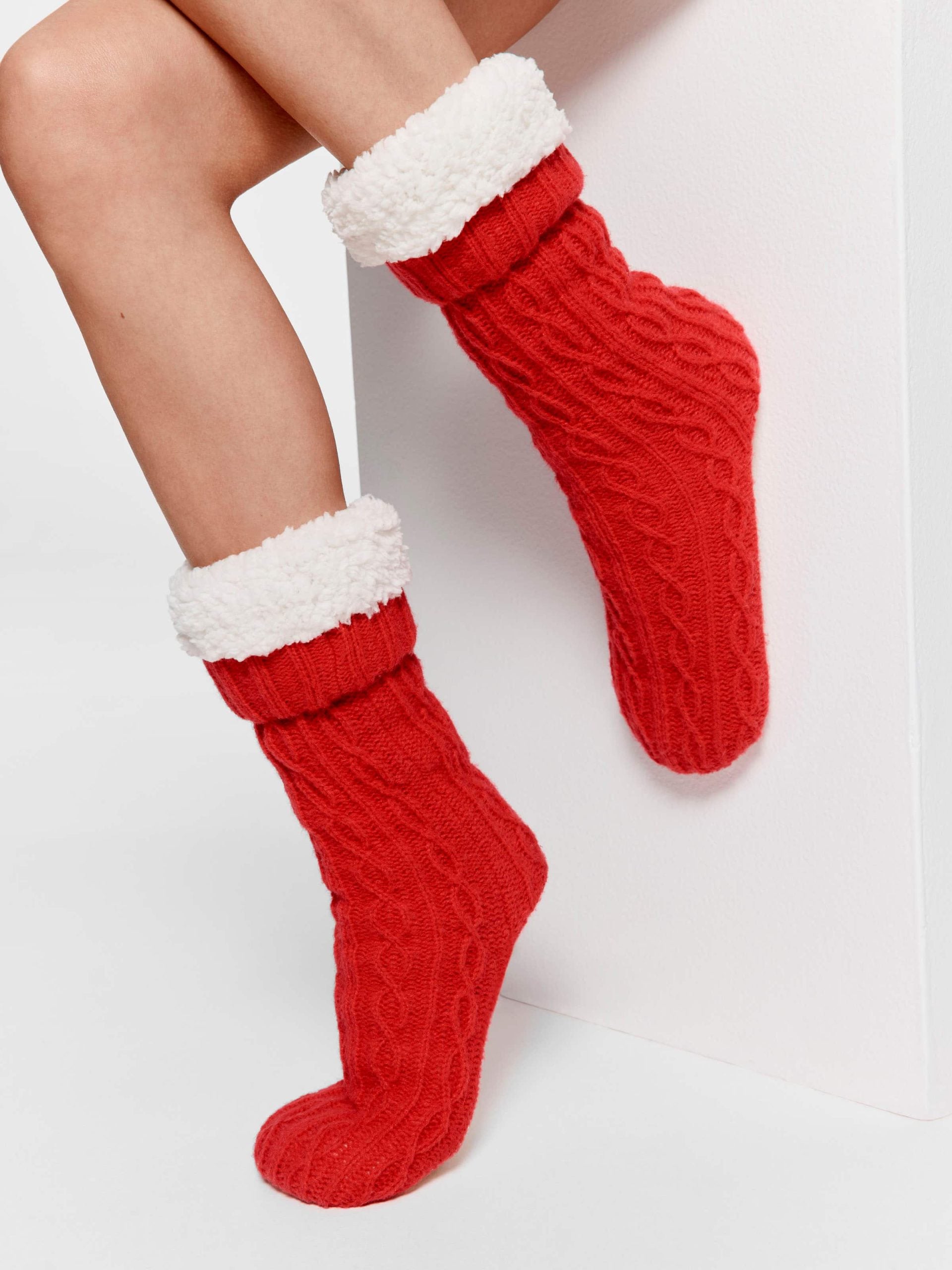 Chunky Knit Sock red image 0