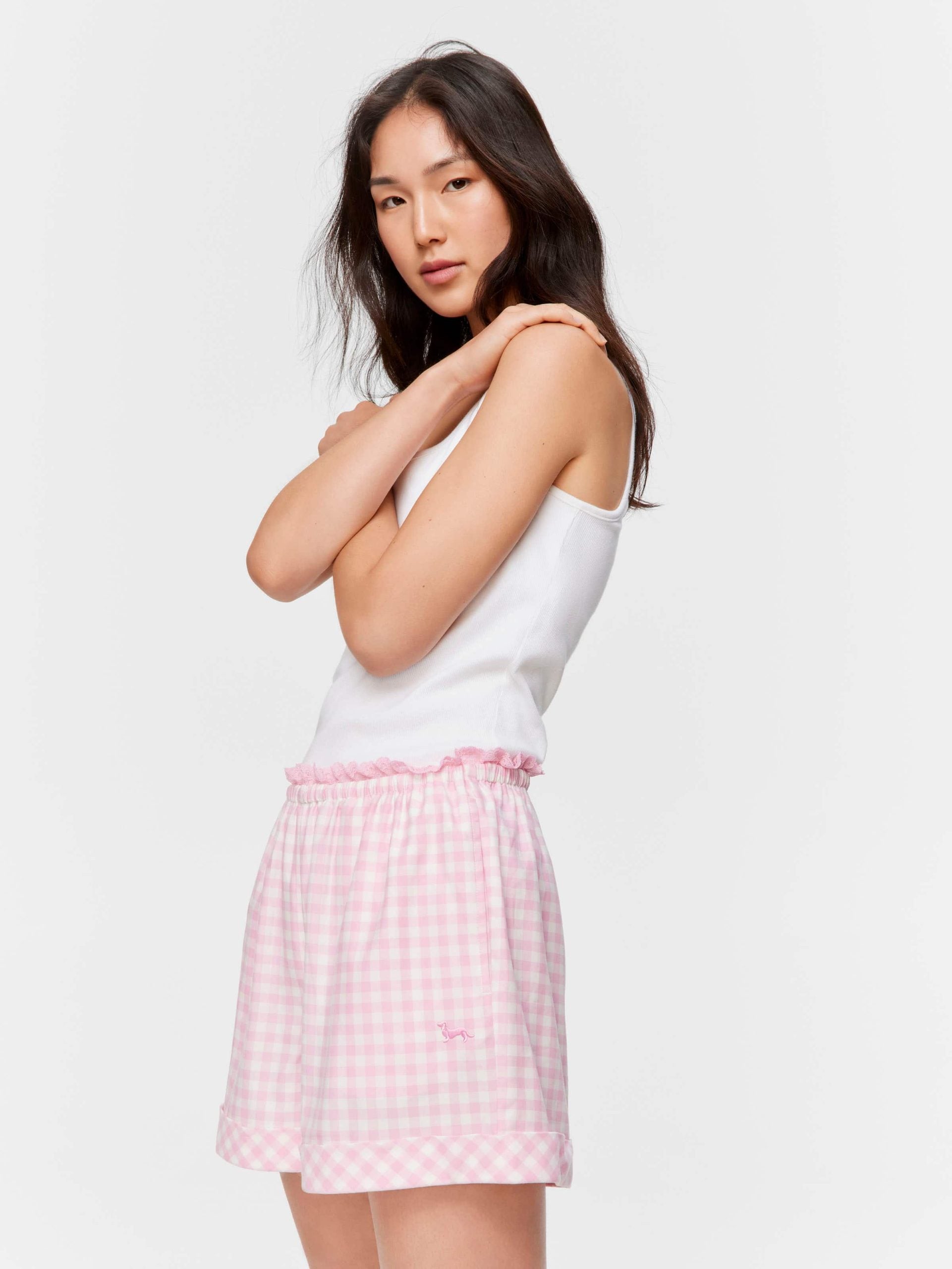 Pink Gingham Check Mid Short multi image 0