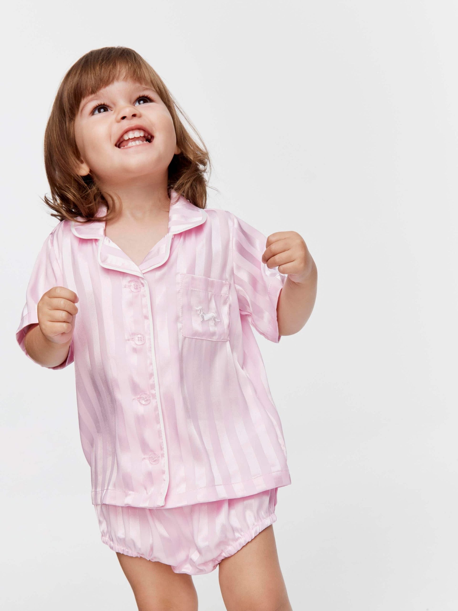 Baby Pink Stripe Satin Pj Set Pink image 0