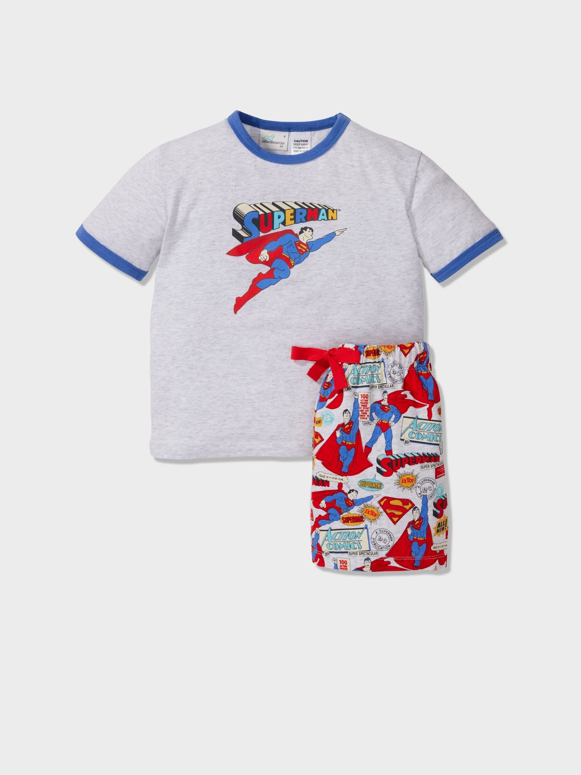 Jnr Boys Superman Comic Short Pj Set Multi image 0