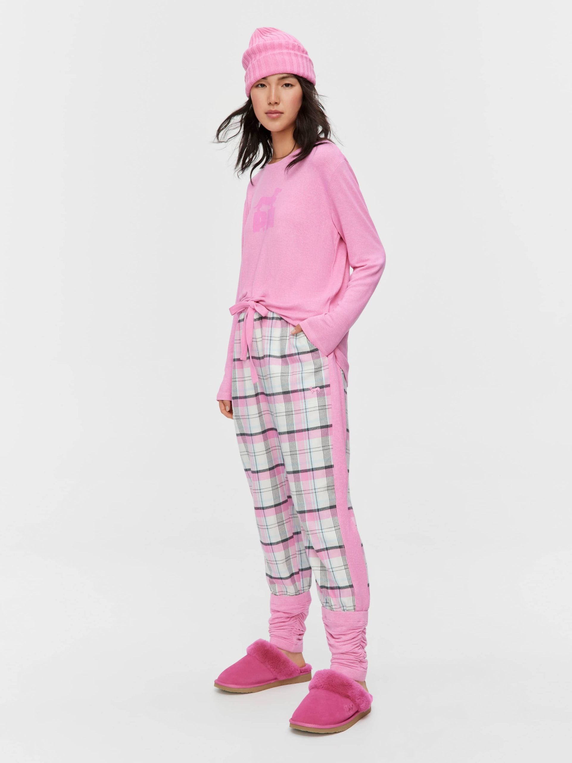 Pink Check Flannelette Legwarmer Pj Pant multi image 0
