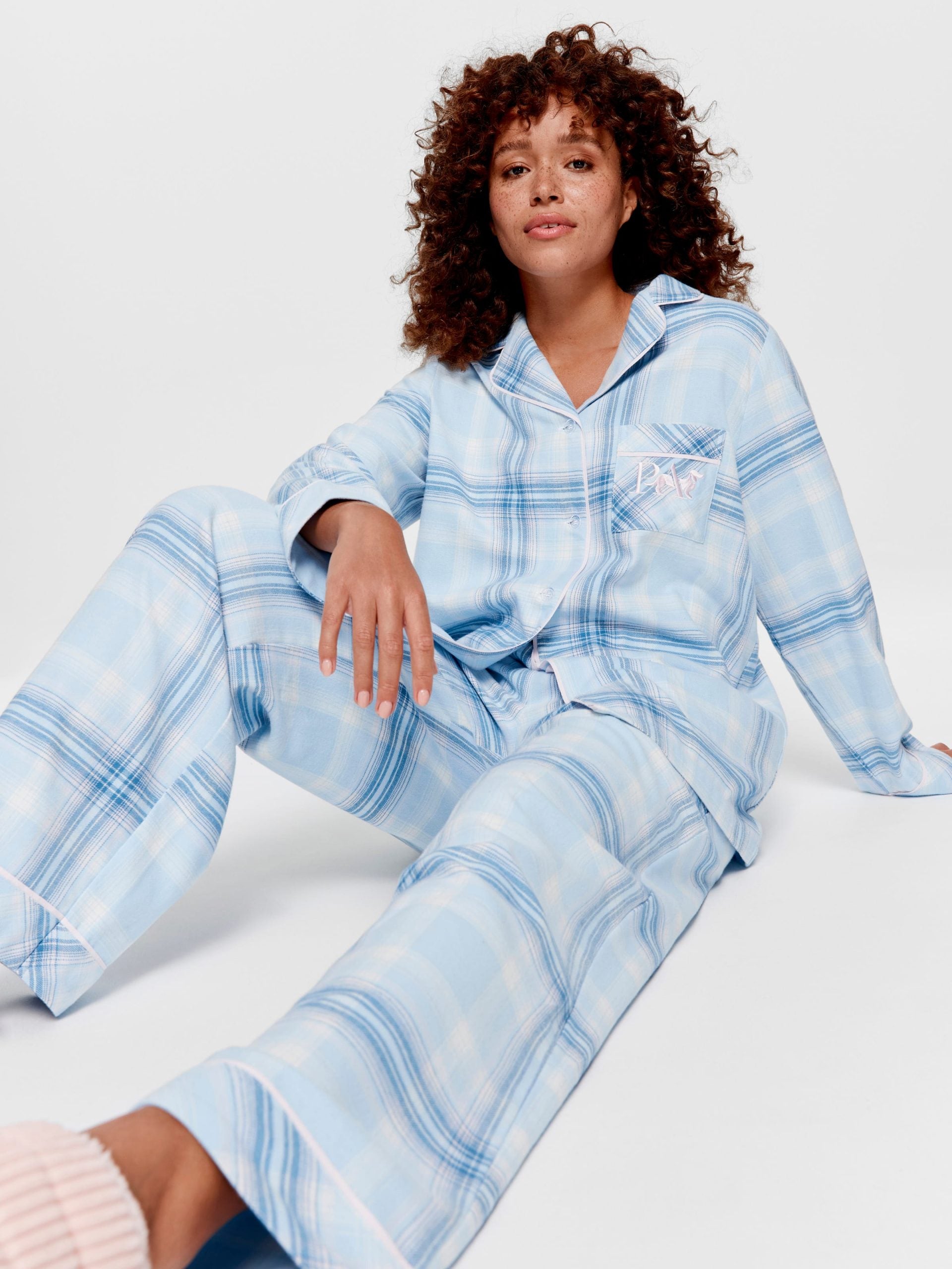 Blue Check Flannelette Classic Pj Set multi image 0
