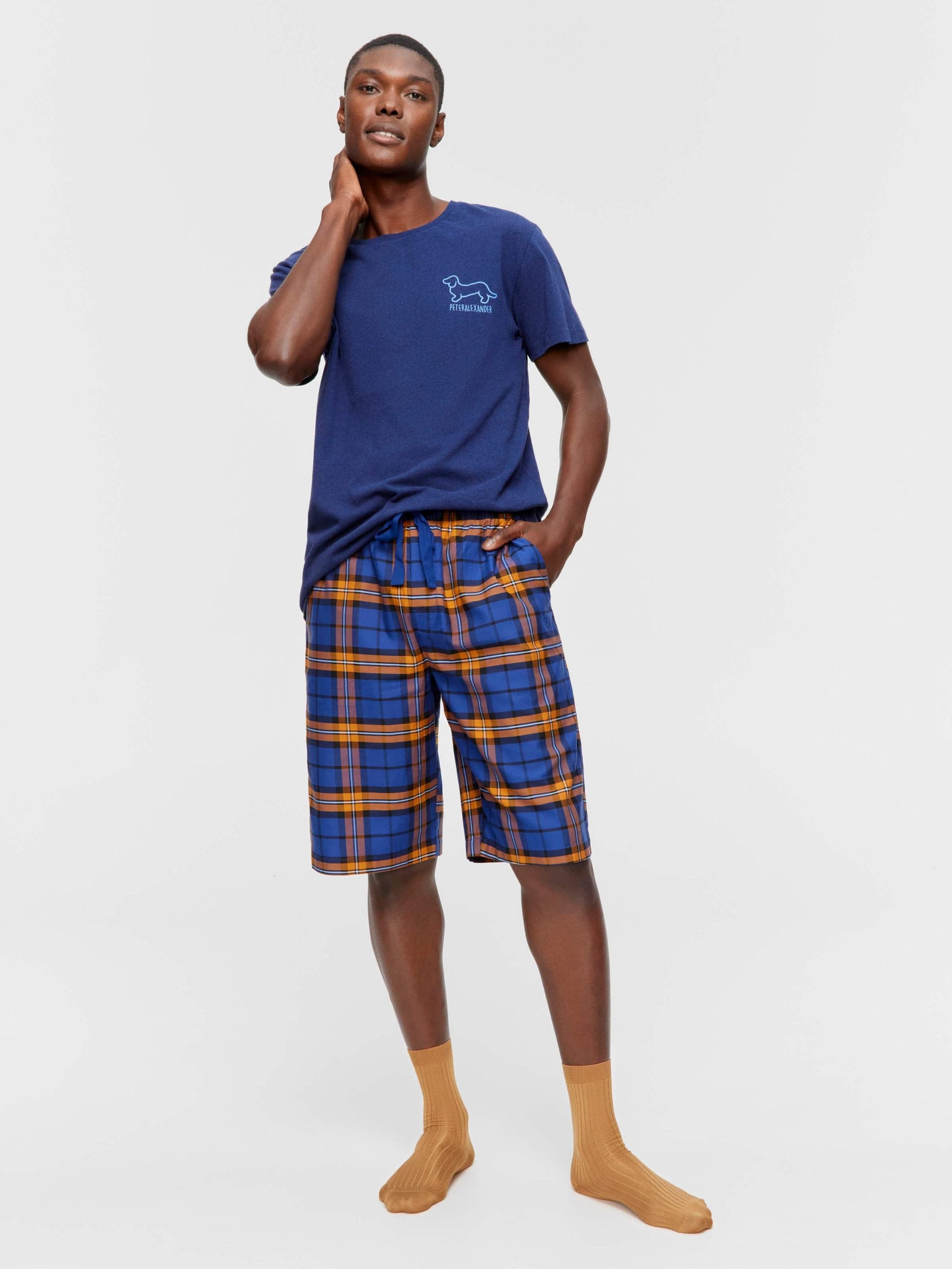 Navy Check Long Short navy image 0