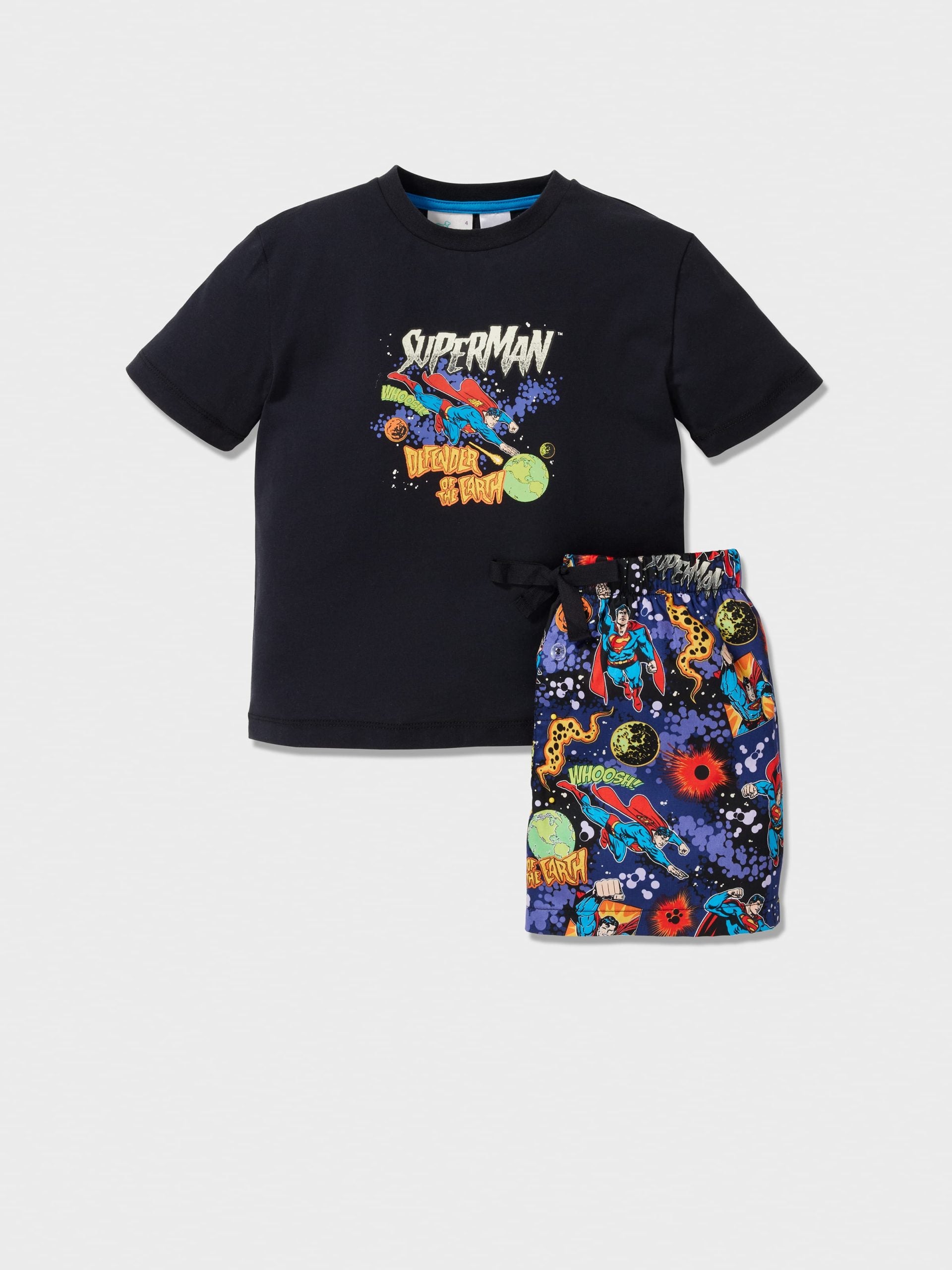 Jnr Boys Glow In The Dark Superman Short Pj Set Multi image 0