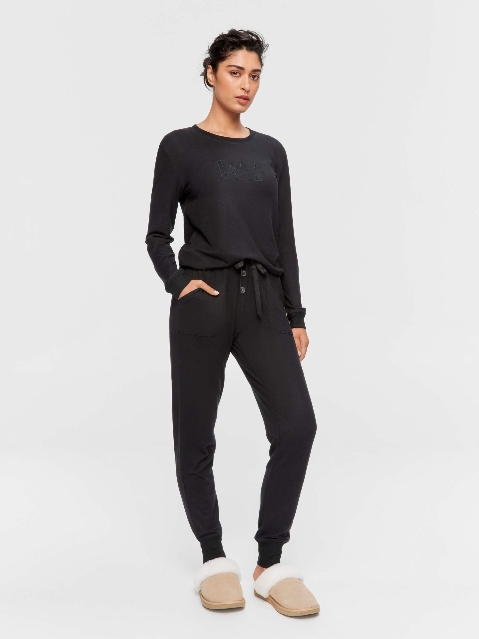 Black Plush Easy Pj Pant black image 0