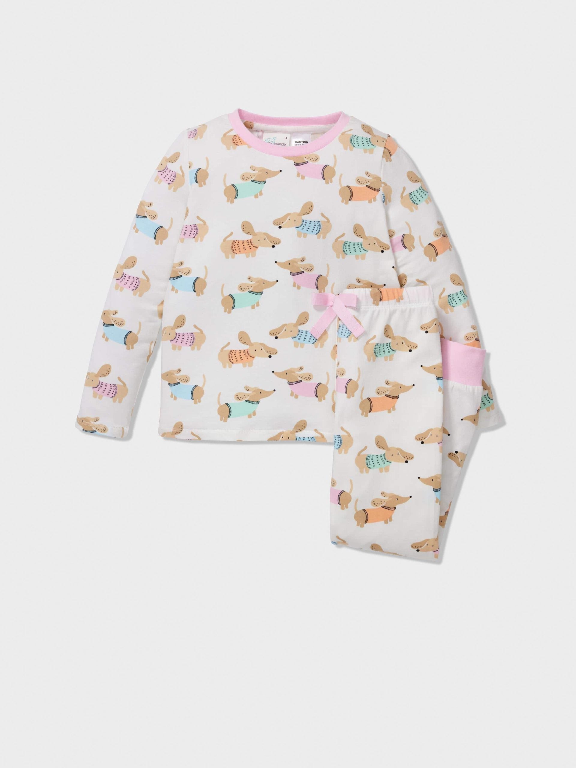 Jnr Girls Dachshund Long Pj Set Multi image 0