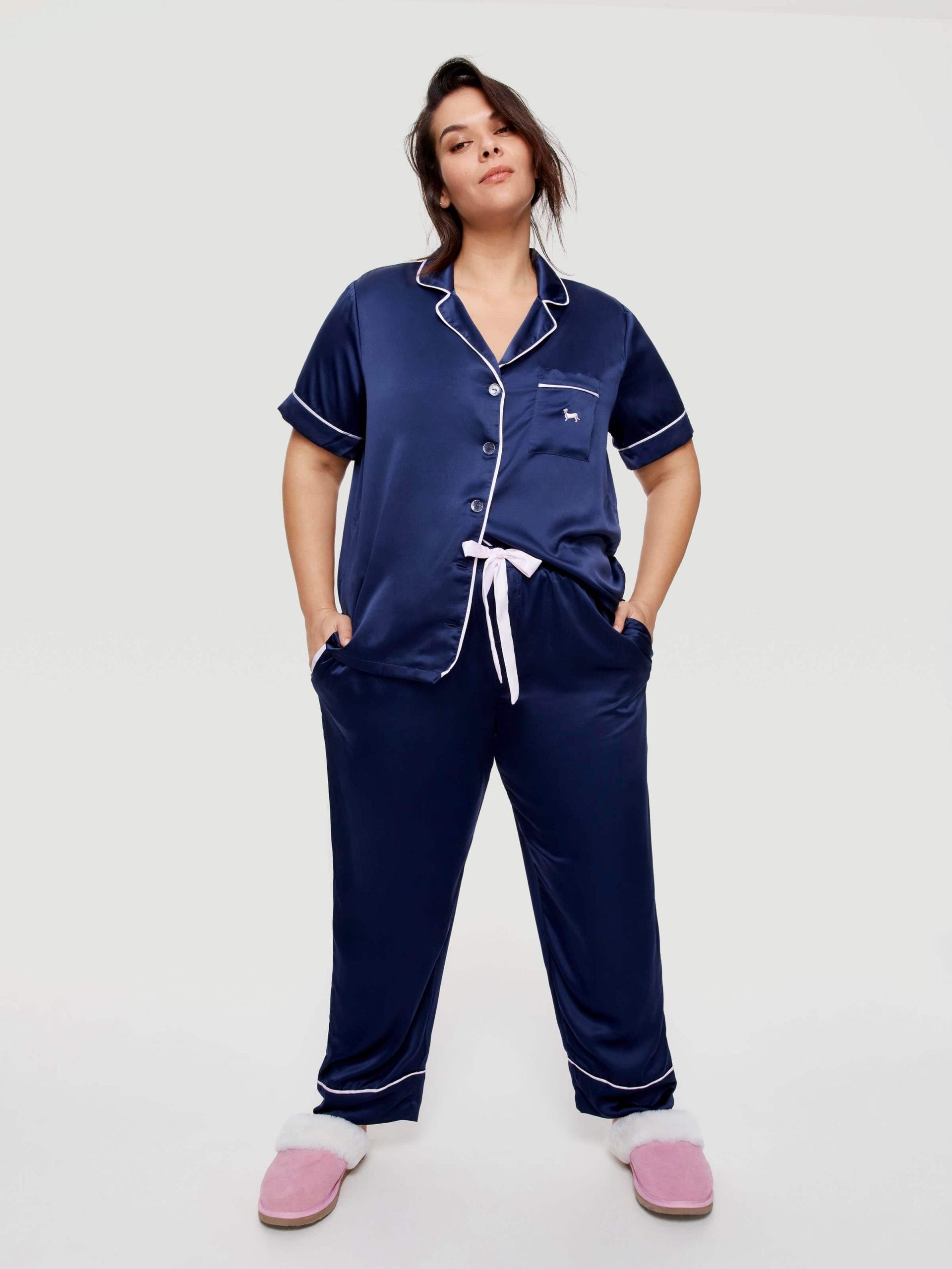 P.A. Plus Navy Tux Luxe Satin Pj Pant Navy image 0