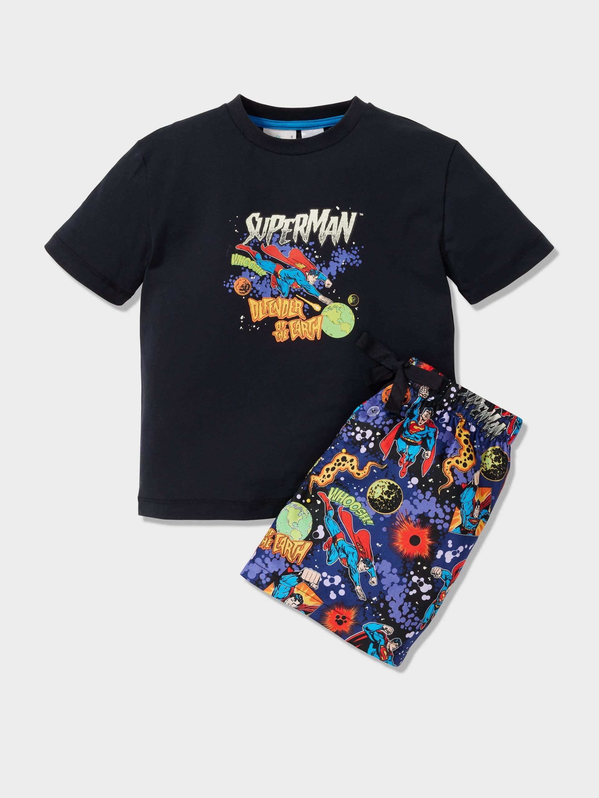 Boys Glow In The Dark Superman Short Pj Set Multi image 0