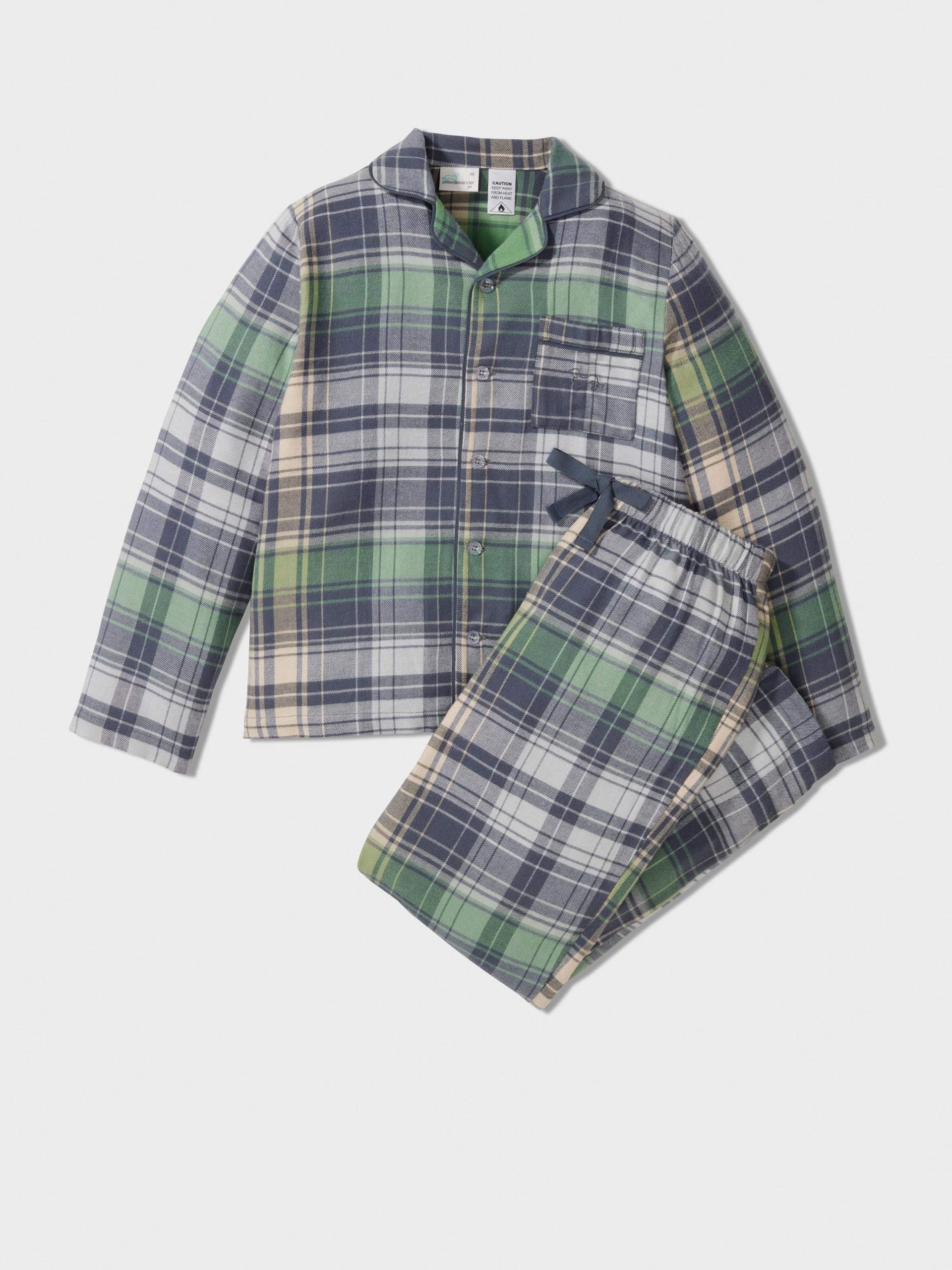 Boys Cowboy Check Long Classic Pj Set Green image 0