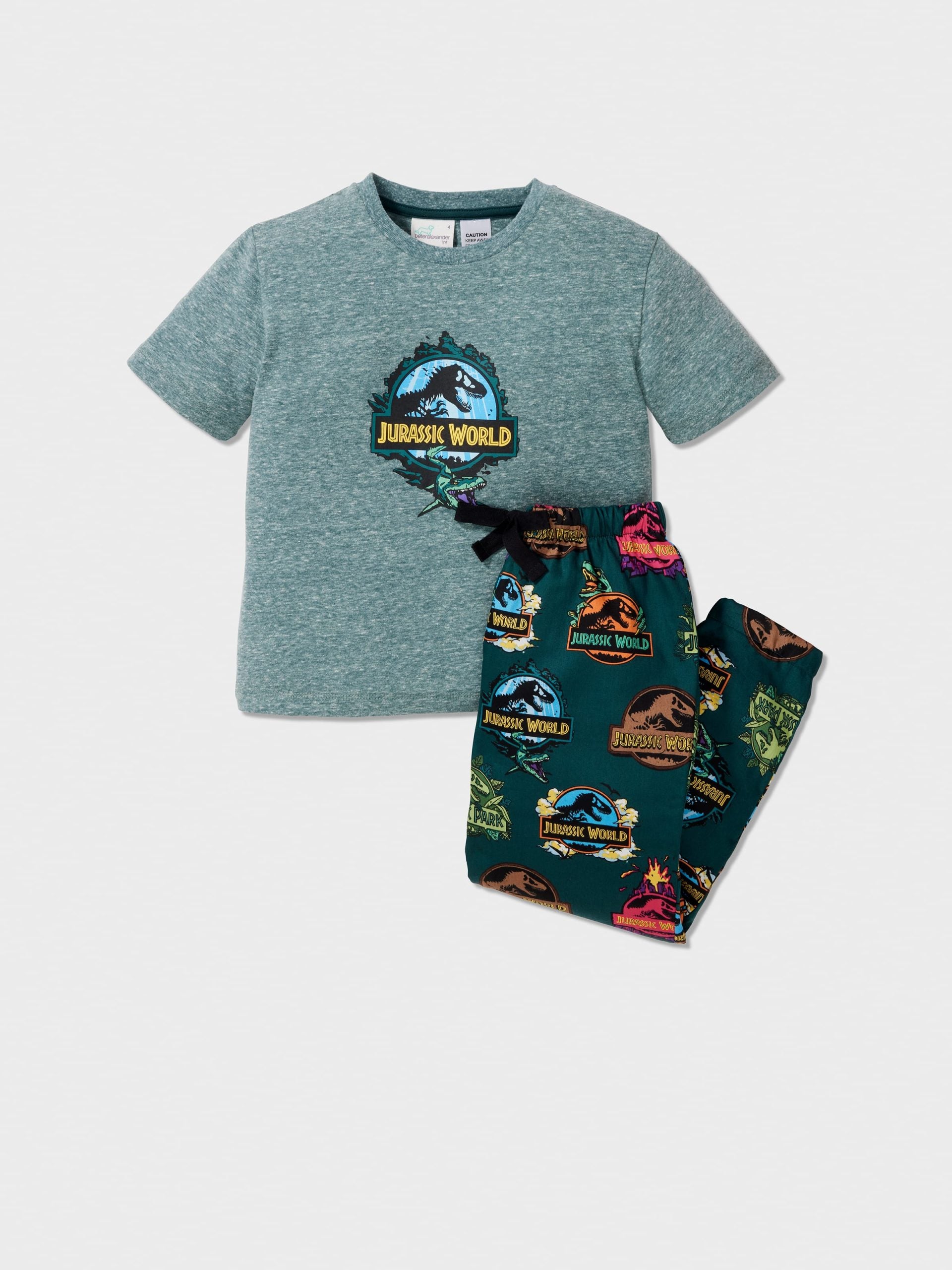 Jnr Boys Jurassic World Long Pj Set Green image 0