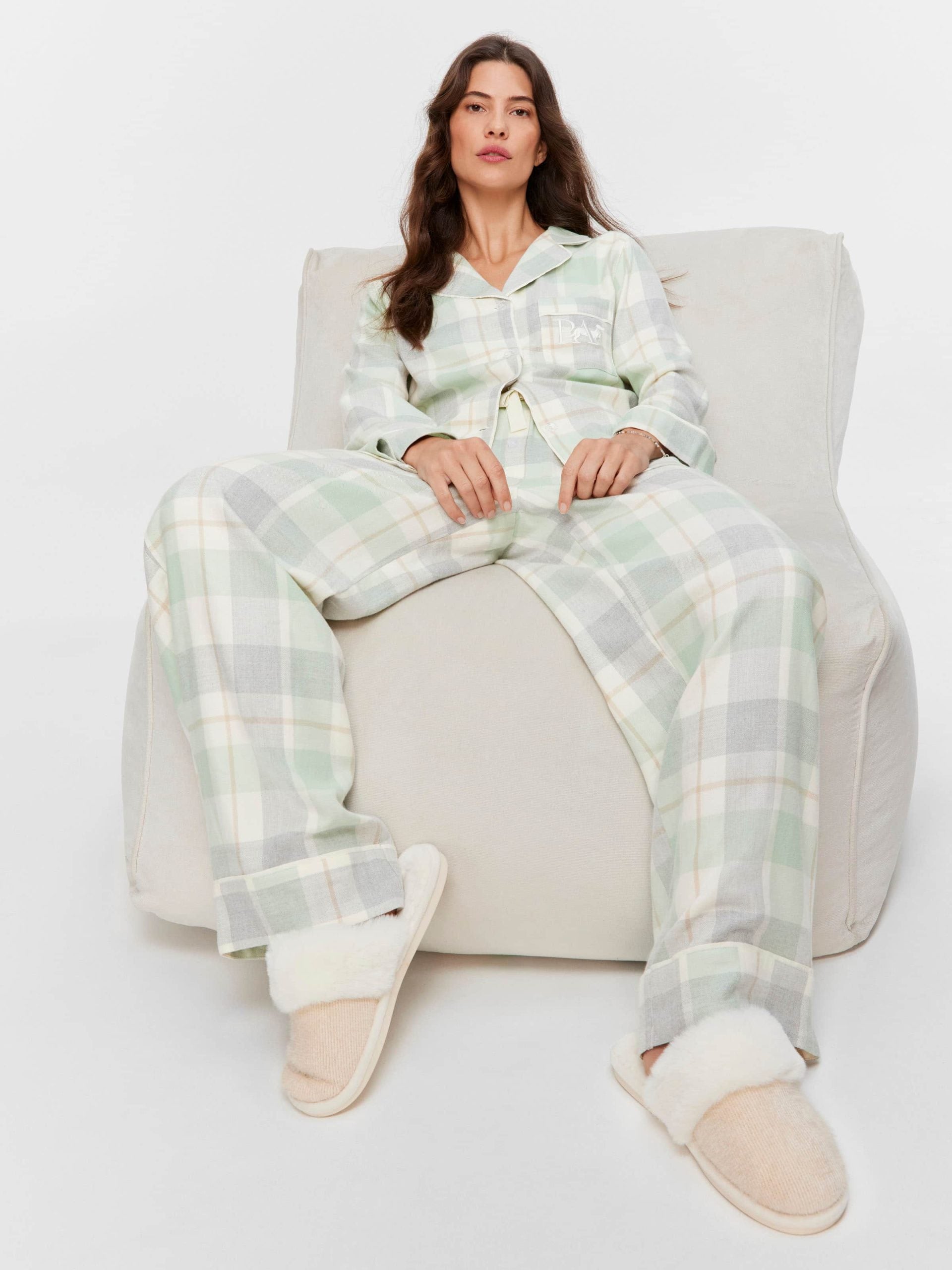 Mint Check Bamboo Flannelette Classic Pj Set multi image 0