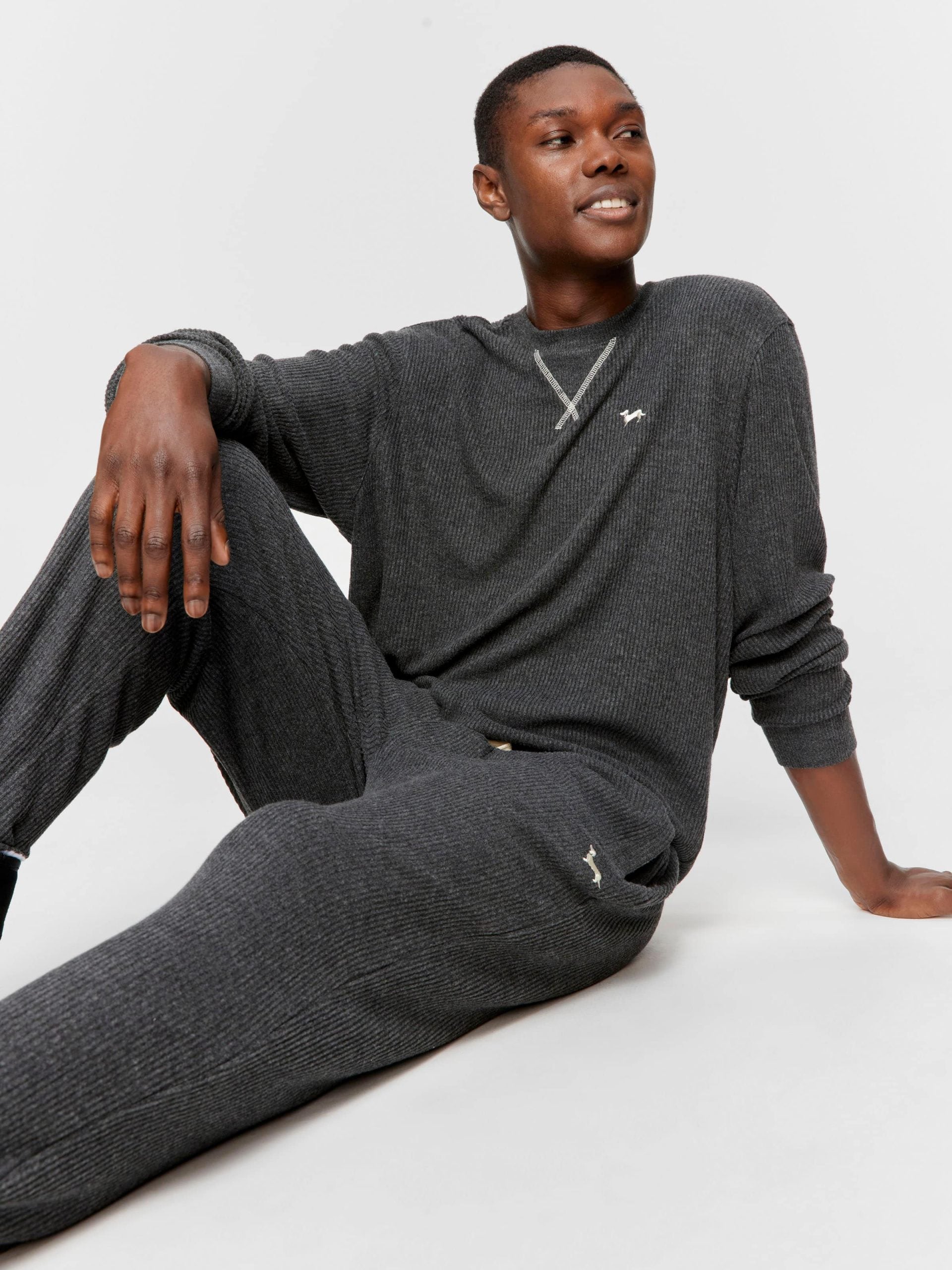 Charcoal Brushed Rib Pj Pant charcoal image 0