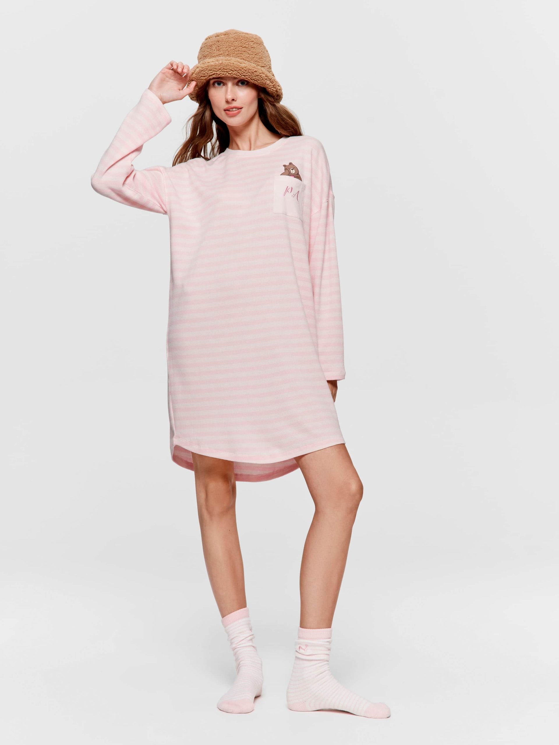 Waffle Stripe Sleepy Bear Nightie multi image 0