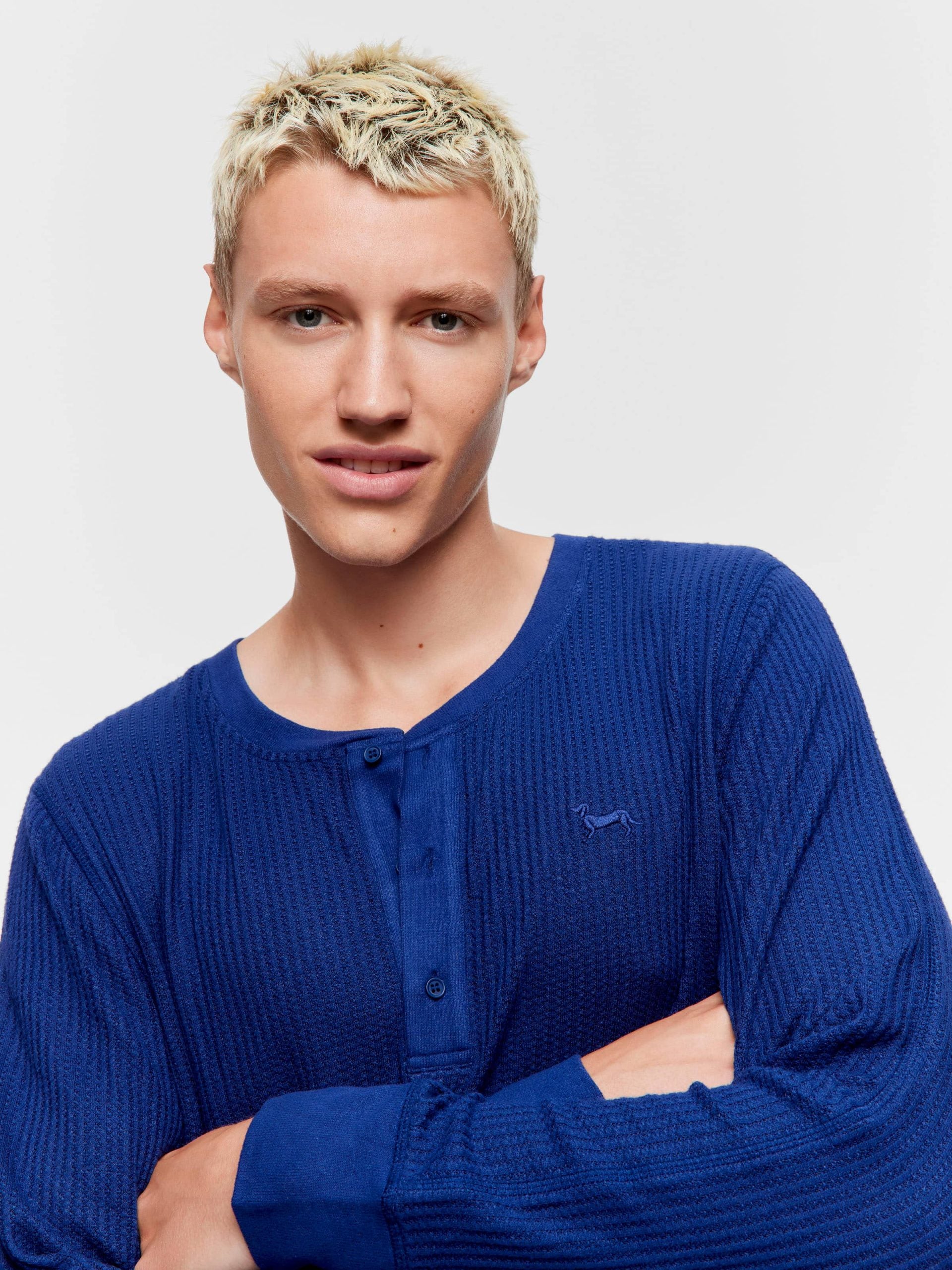 Navy Waffle Henley navy image 0
