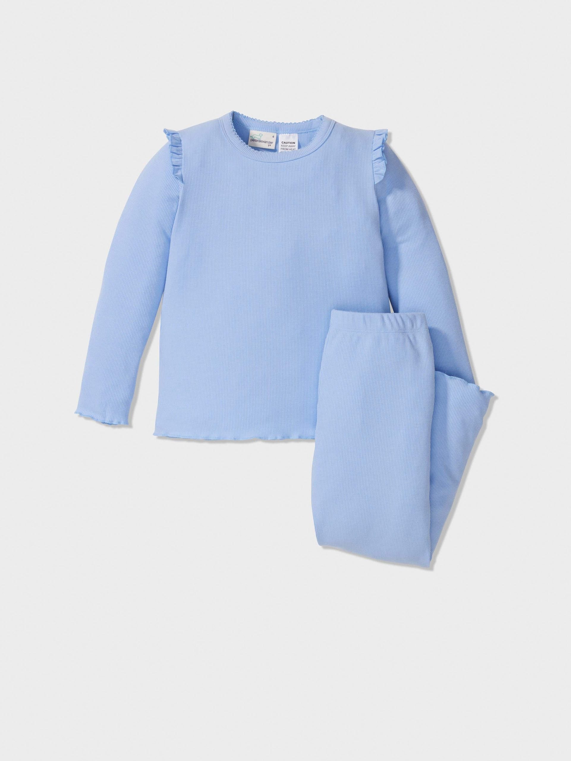 Jnr Girls Rib Long Pj Set Blue image 0