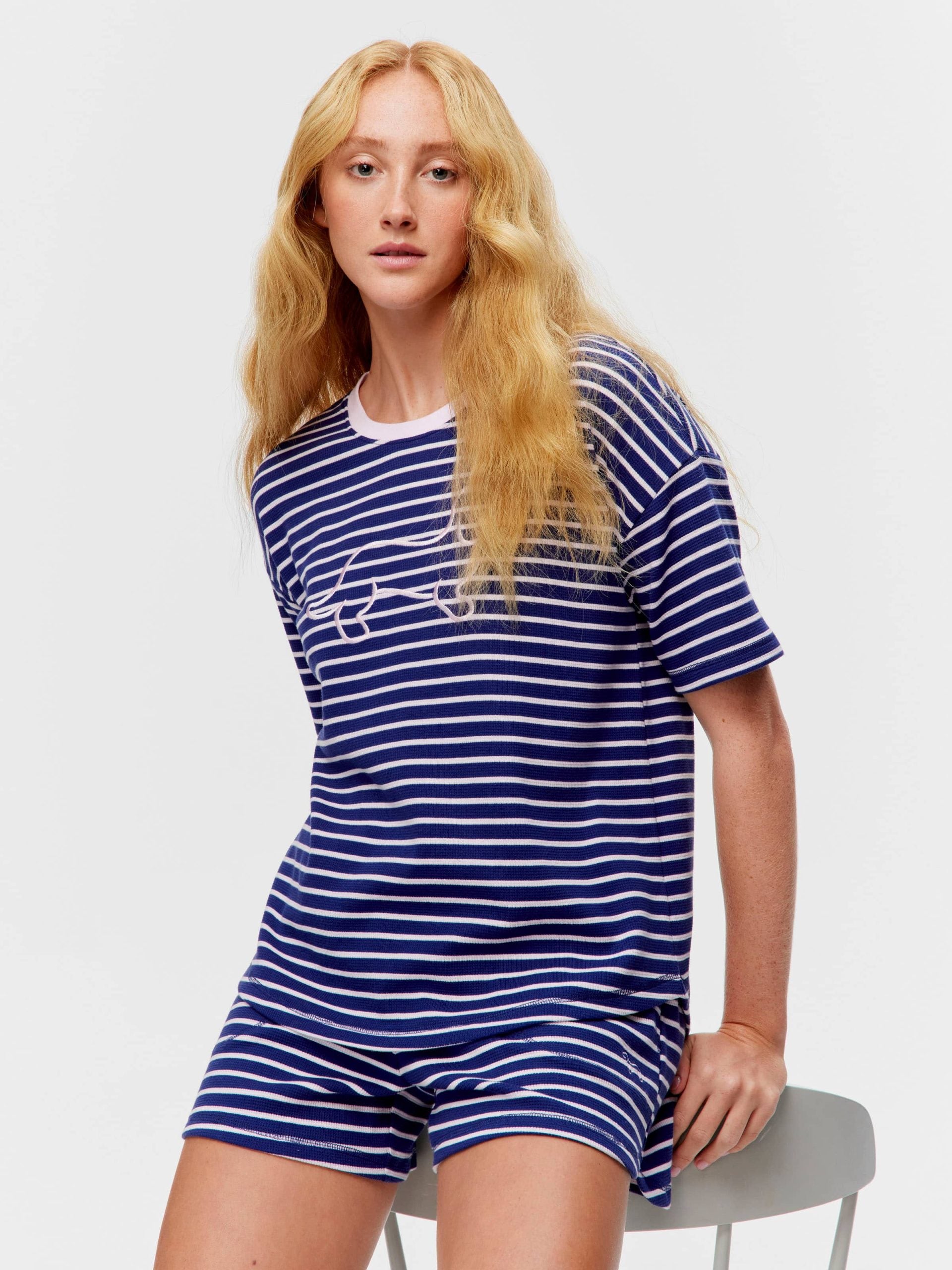 Navy Waffle Stripe Tee multi image 0
