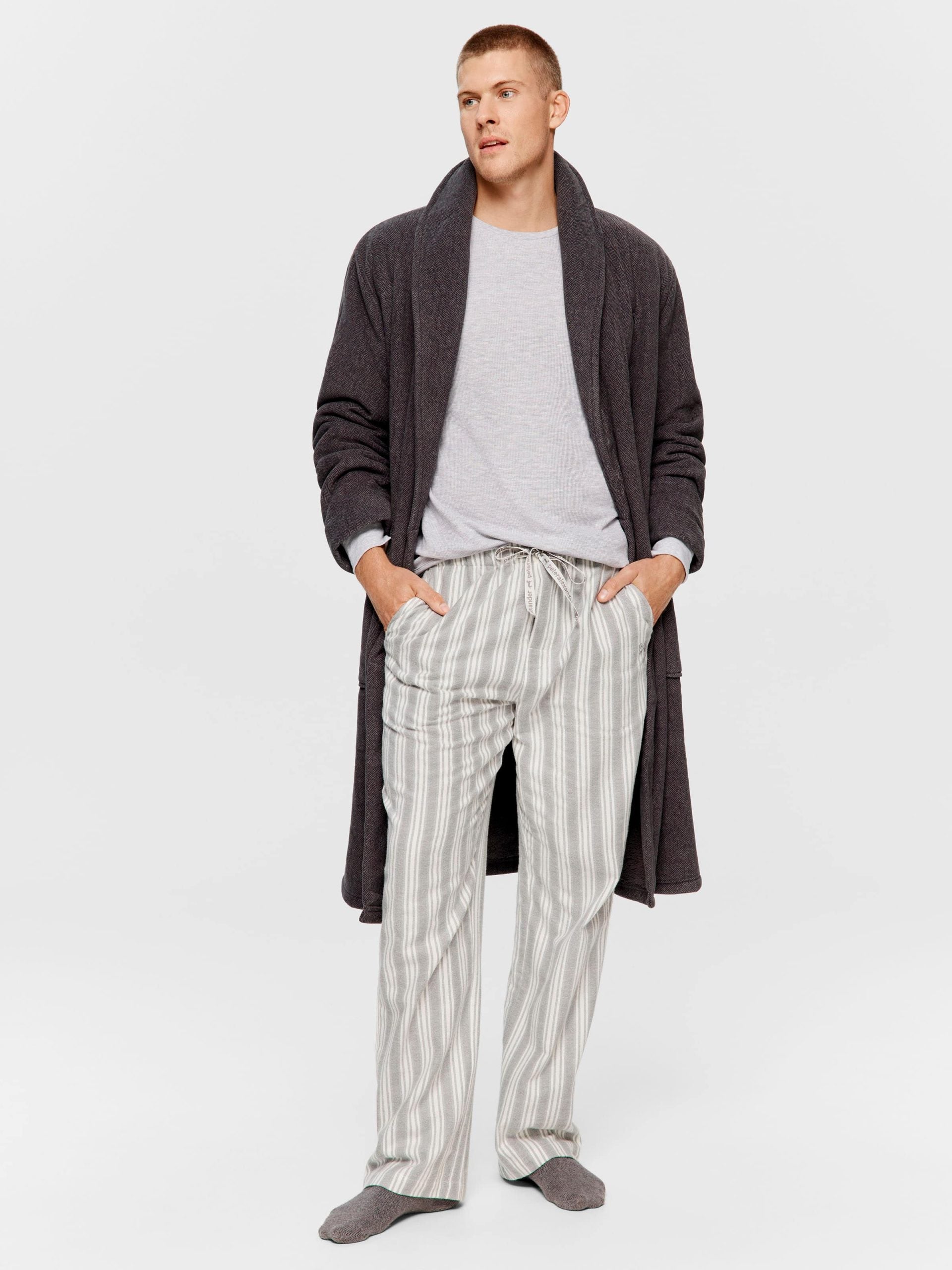 Grey Stripe Flannelette Pj Pant multi image 0