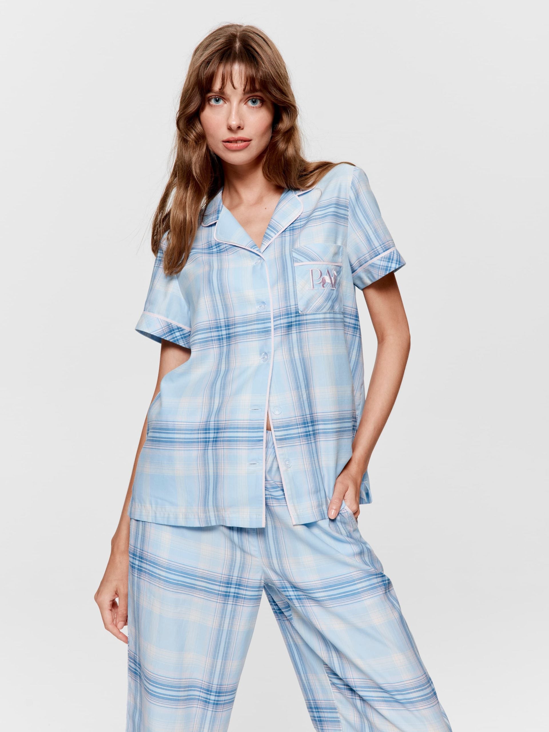 Blue Check 100% Cotton Pj Set multi image 0