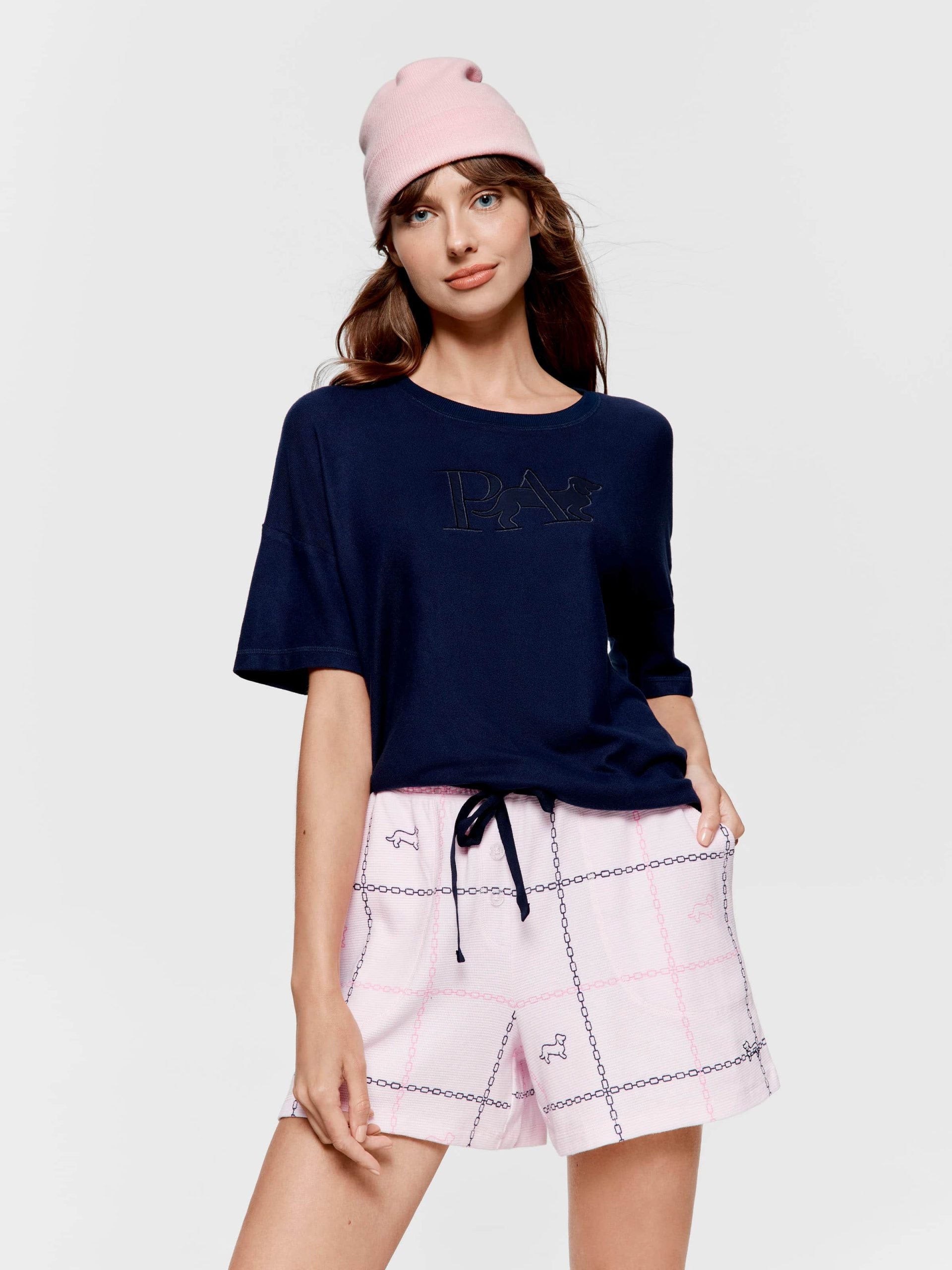 Pink Windowpane Waffle Mid Short multi image 0