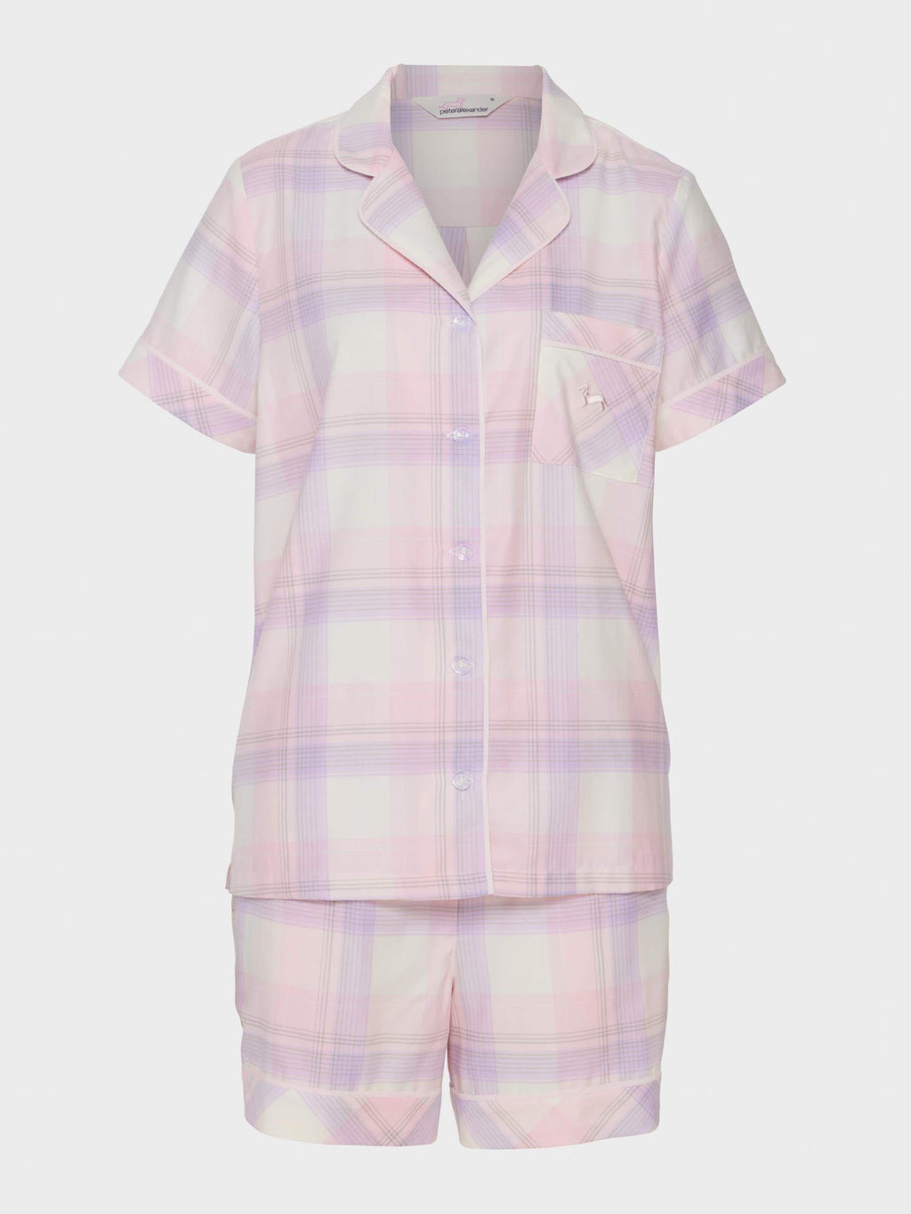 Pink & Lilac Check 100% Cotton Shortie Pj Set multi image 4