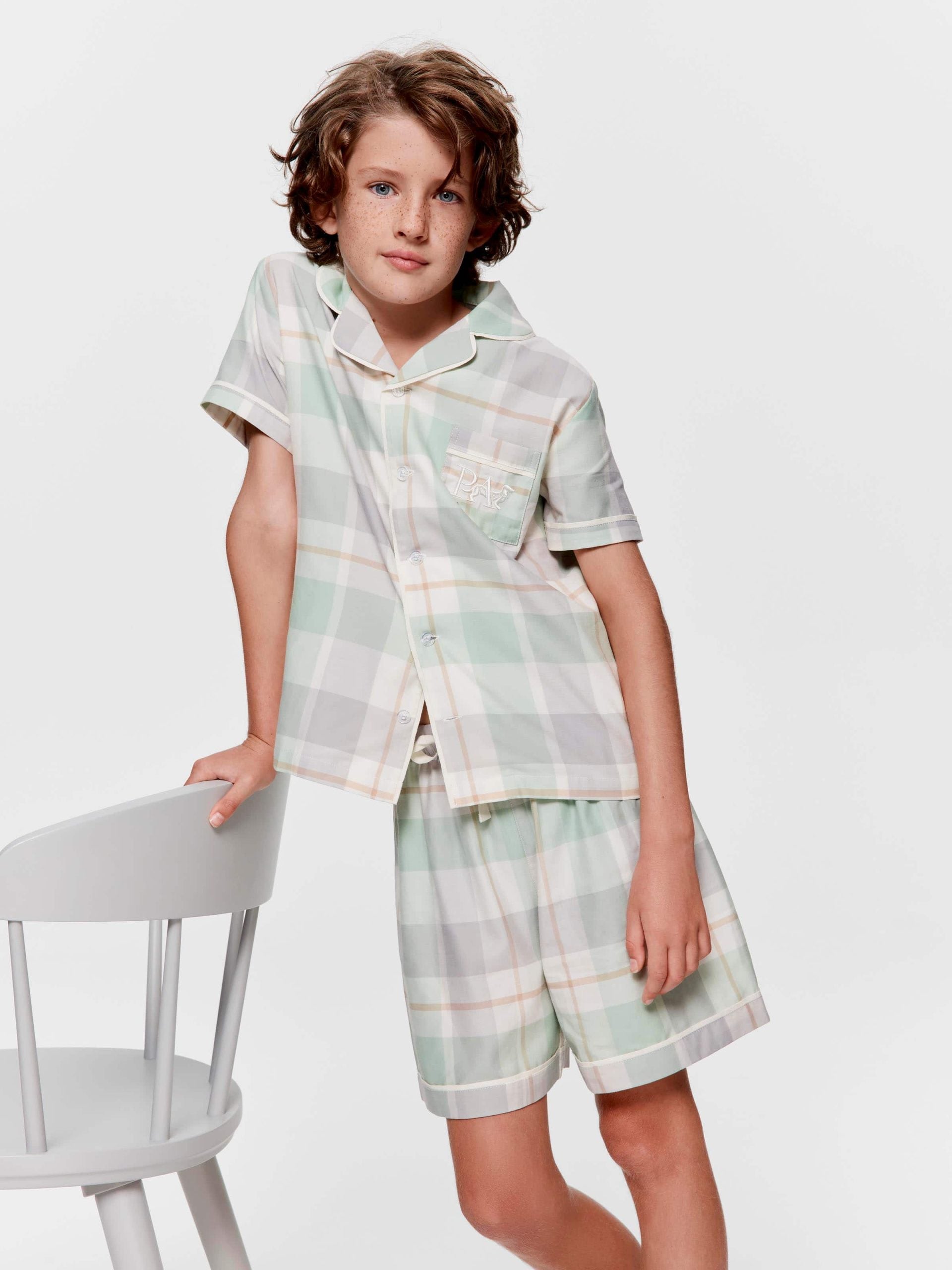 Kids Mint Check Classic Shortie Pj Set mint image 2