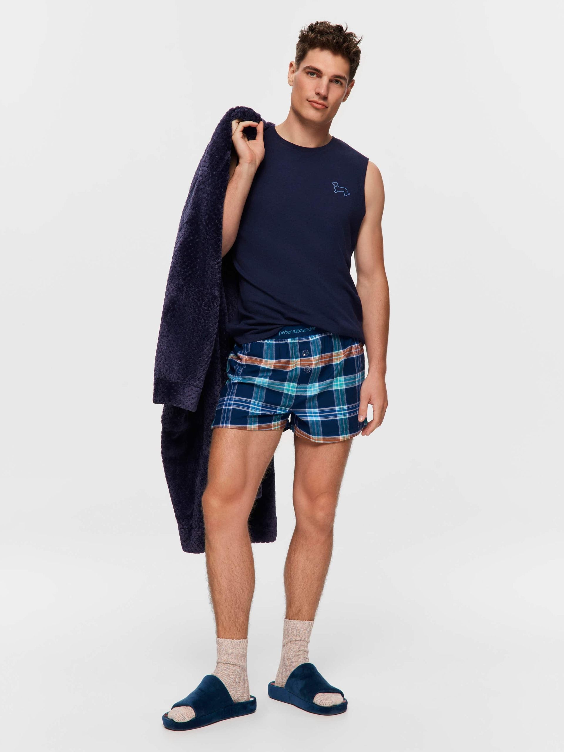Coloured Check Boxer Short navy image 0