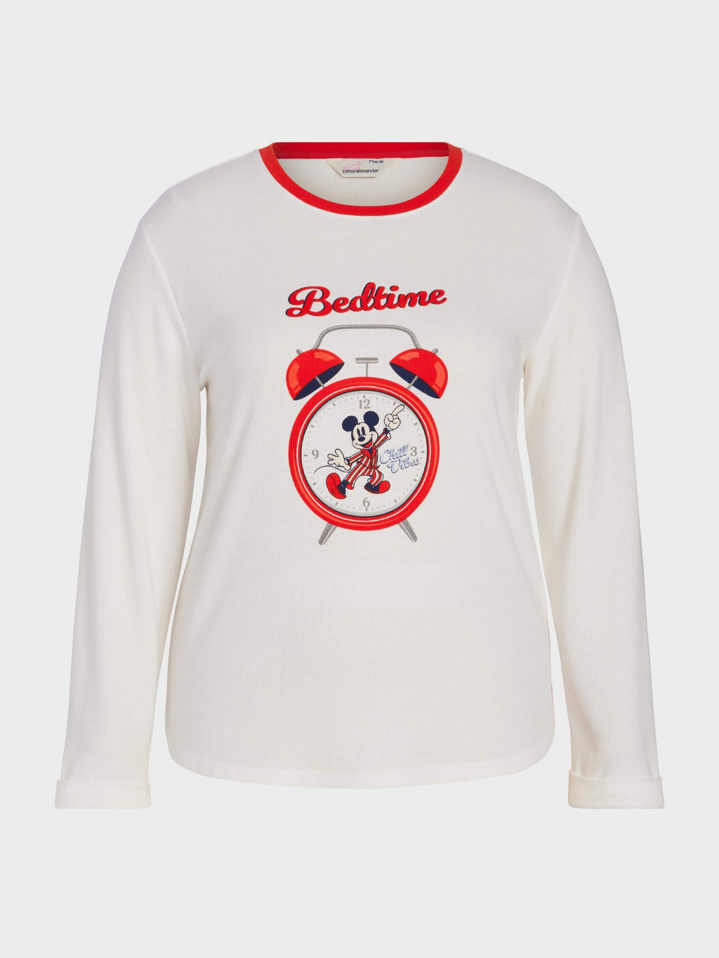 P.A. Plus Wake Up Mickey Mouse Waffle Long Sleeve Top Cream image 3