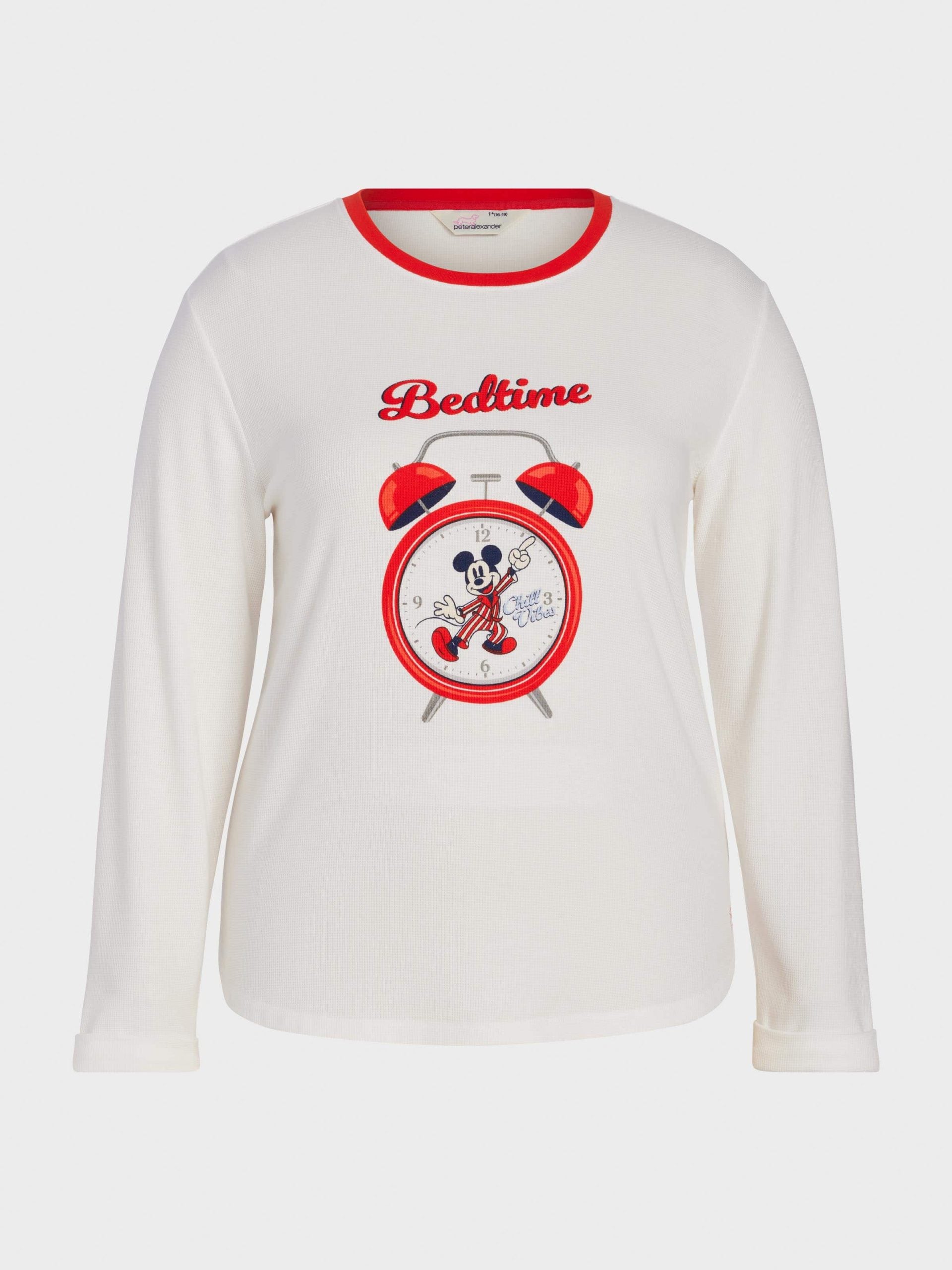 P.A. Plus Wake Up Mickey Mouse Waffle Long Sleeve Top Cream image 3