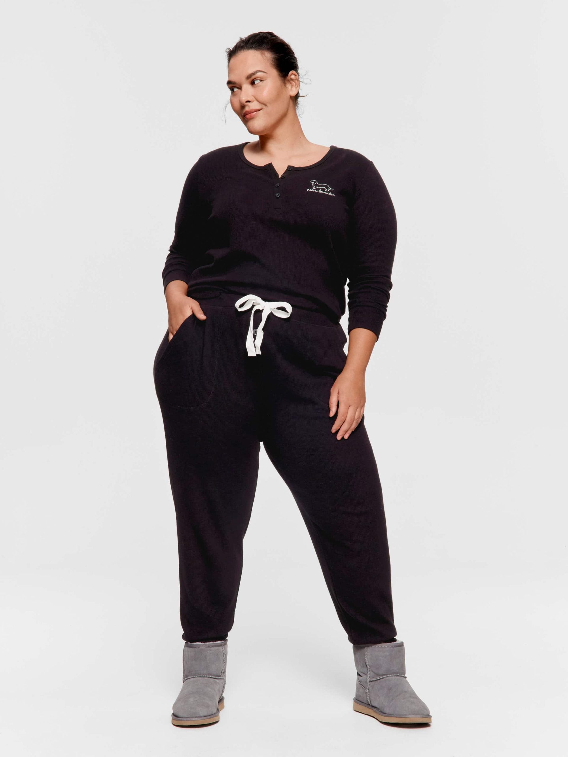 P.A. Plus Black Waffle Easy Pj Pant Black image 0