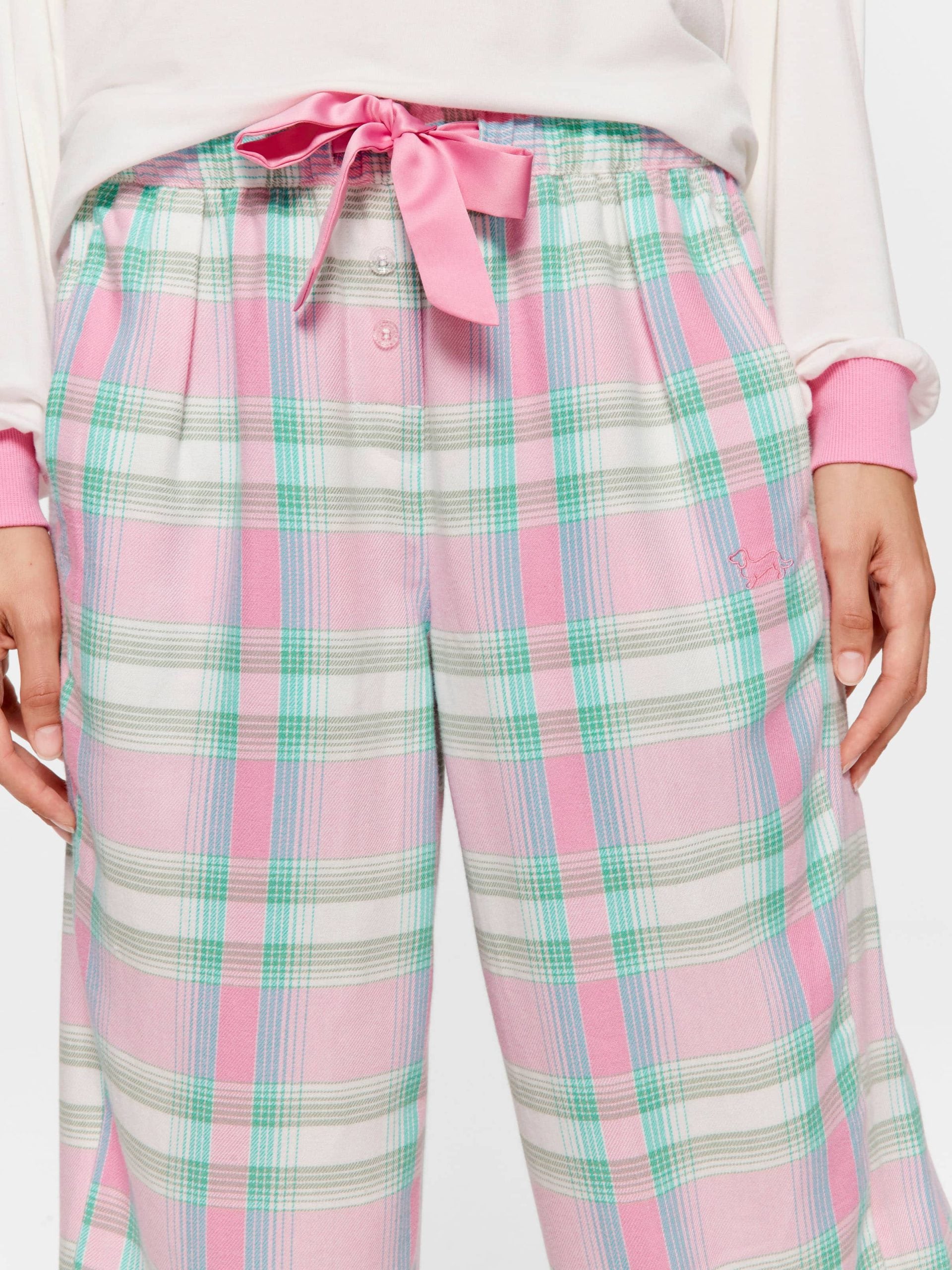 Pink Check Wide Leg Bamboo Flannelette Pj Pant Multi image 2