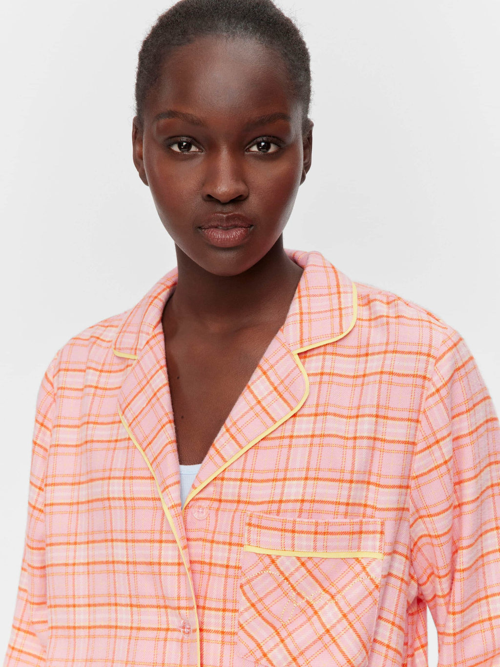 Pink &amp;amp; Yellow Check Bamboo Flannelette Classic Pj Set Multi image 2