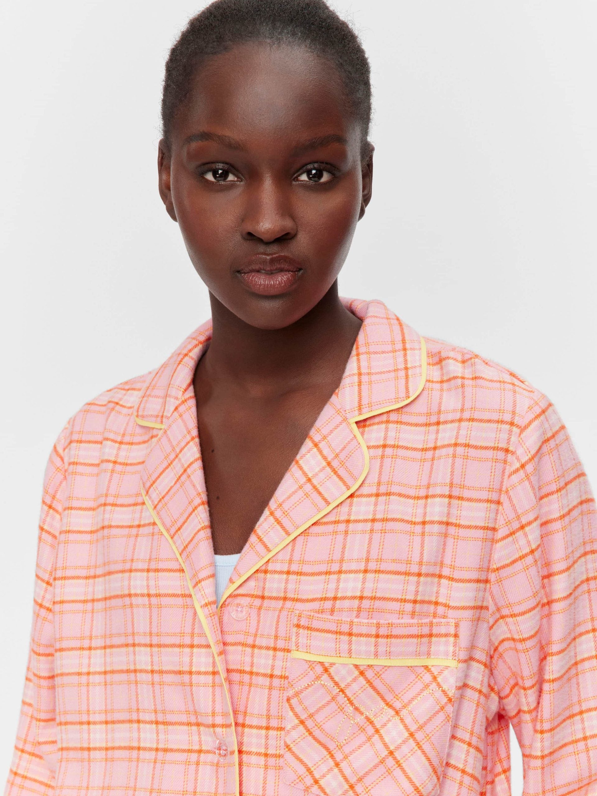Pink &amp;amp; Yellow Check Bamboo Flannelette Classic Pj Set Multi image 2