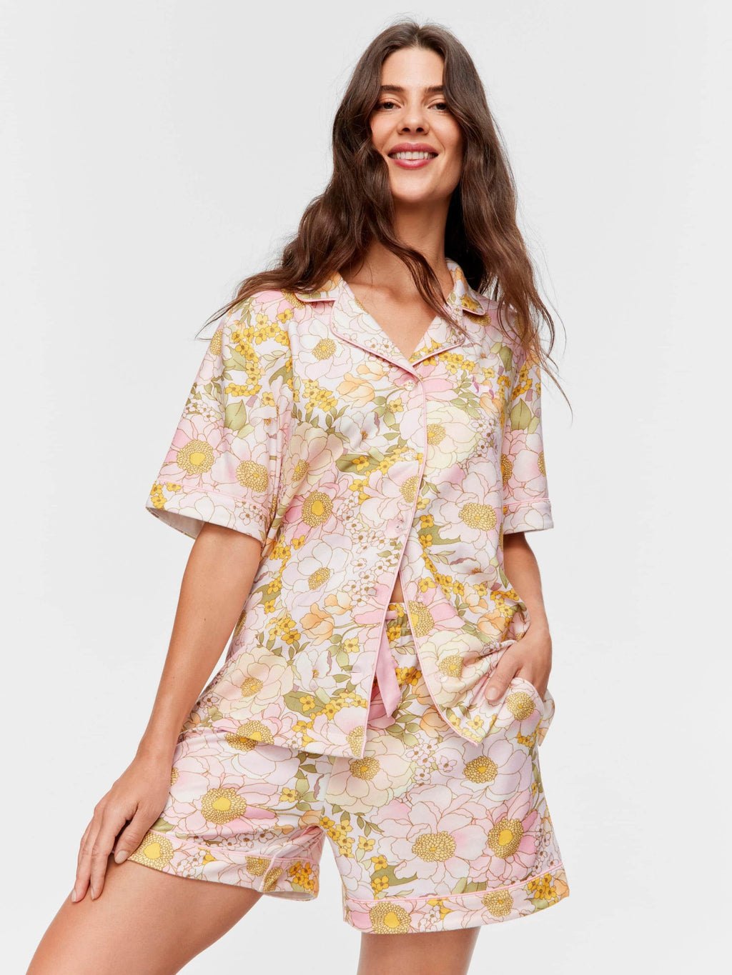 Pretty Floral Plush Shortie Pj Set multi image 1