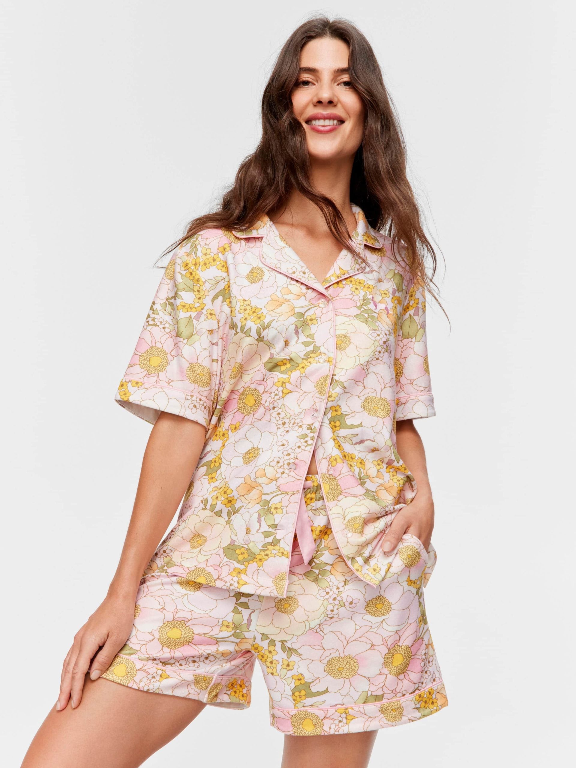 Pretty Floral Plush Shortie Pj Set multi image 1