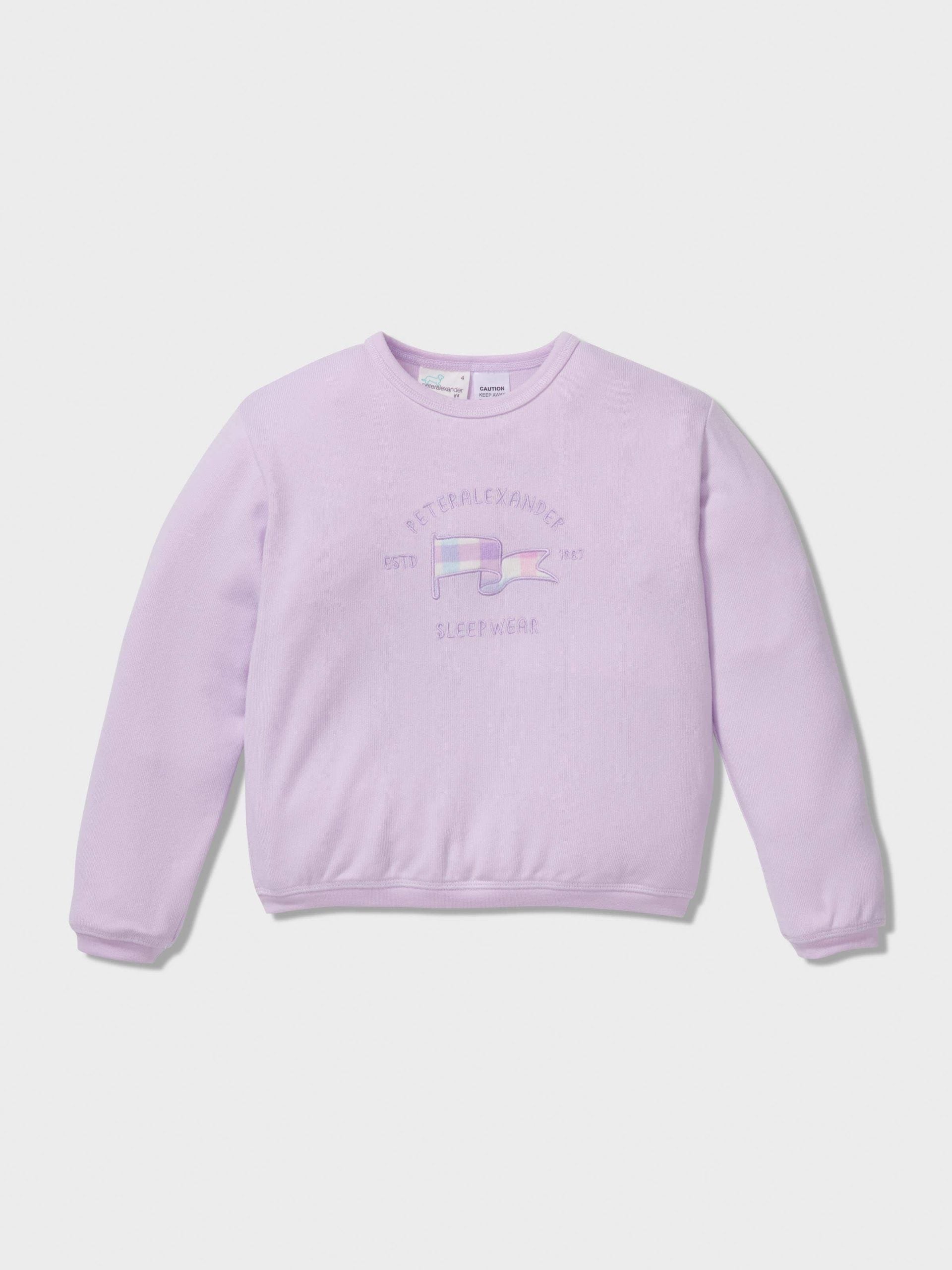Jnr Girls Pastel Check Long Pj Set lilac image 4