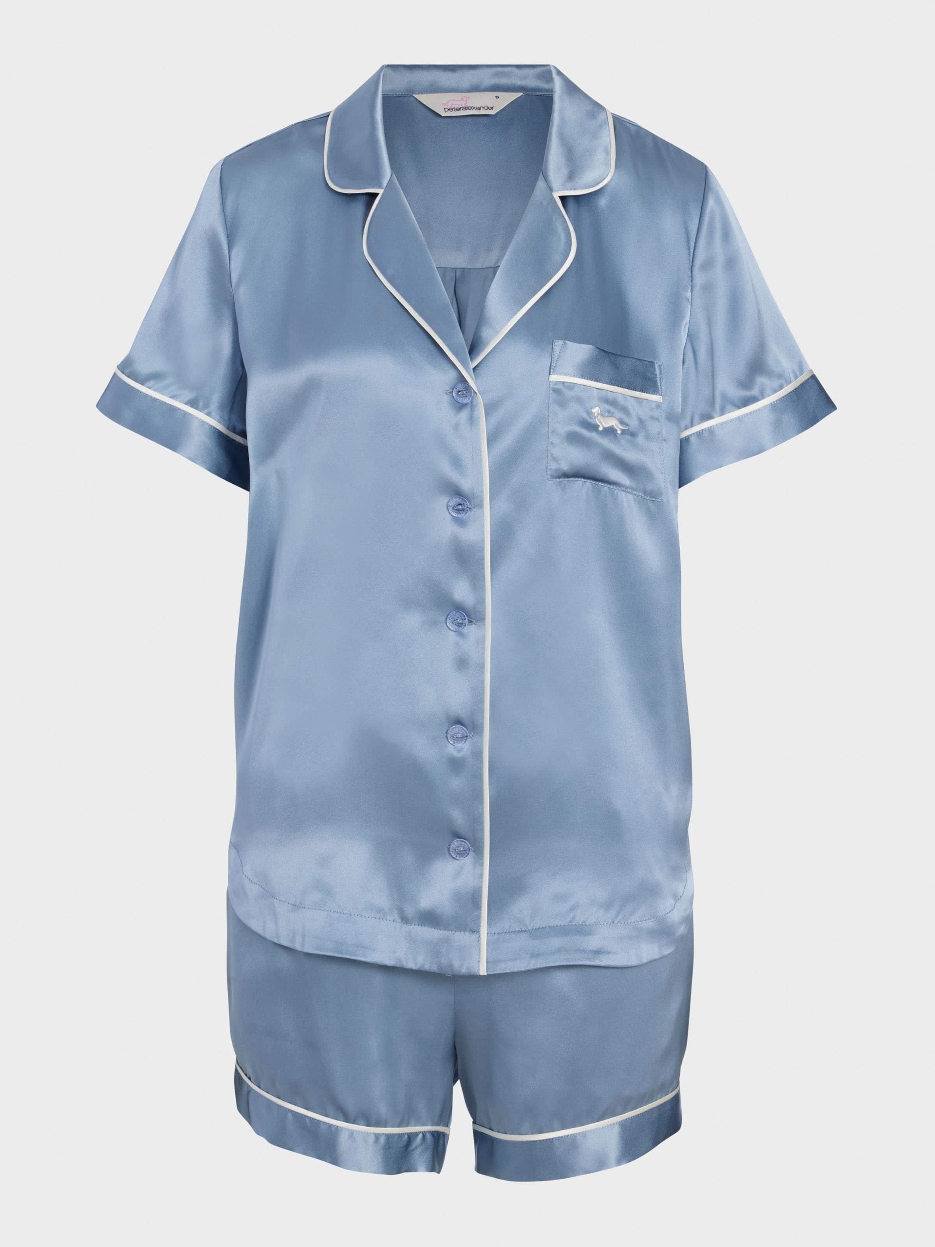 Steel Blue Mulberry Silk Shortie Pj Set steelblue image 4