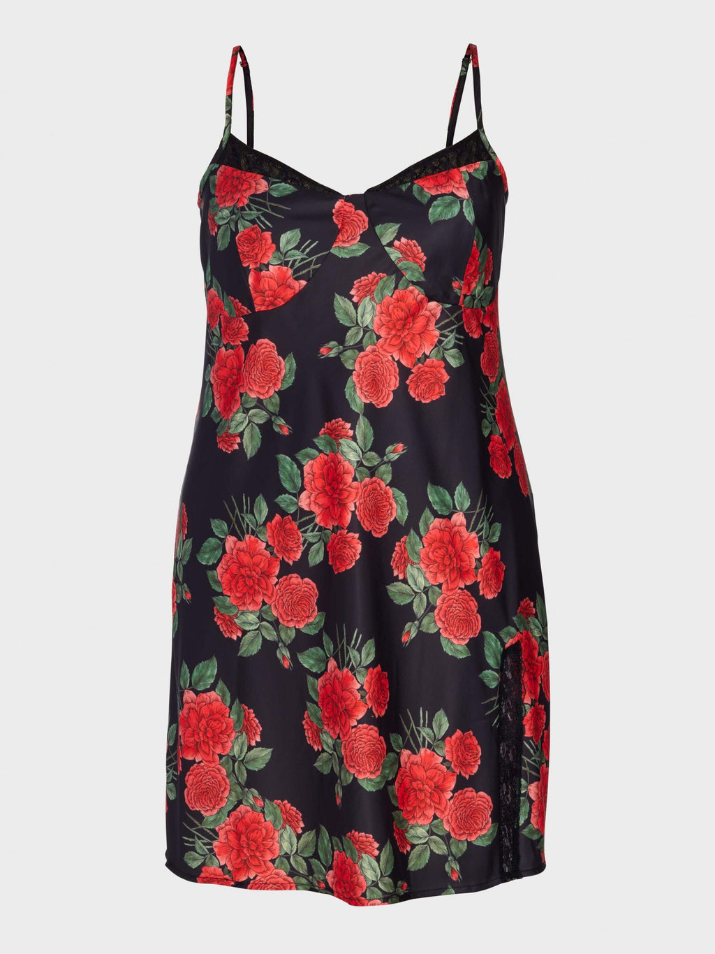 P.A. Plus Rose Lace Trim Satin Slip Nightie Multi image 3