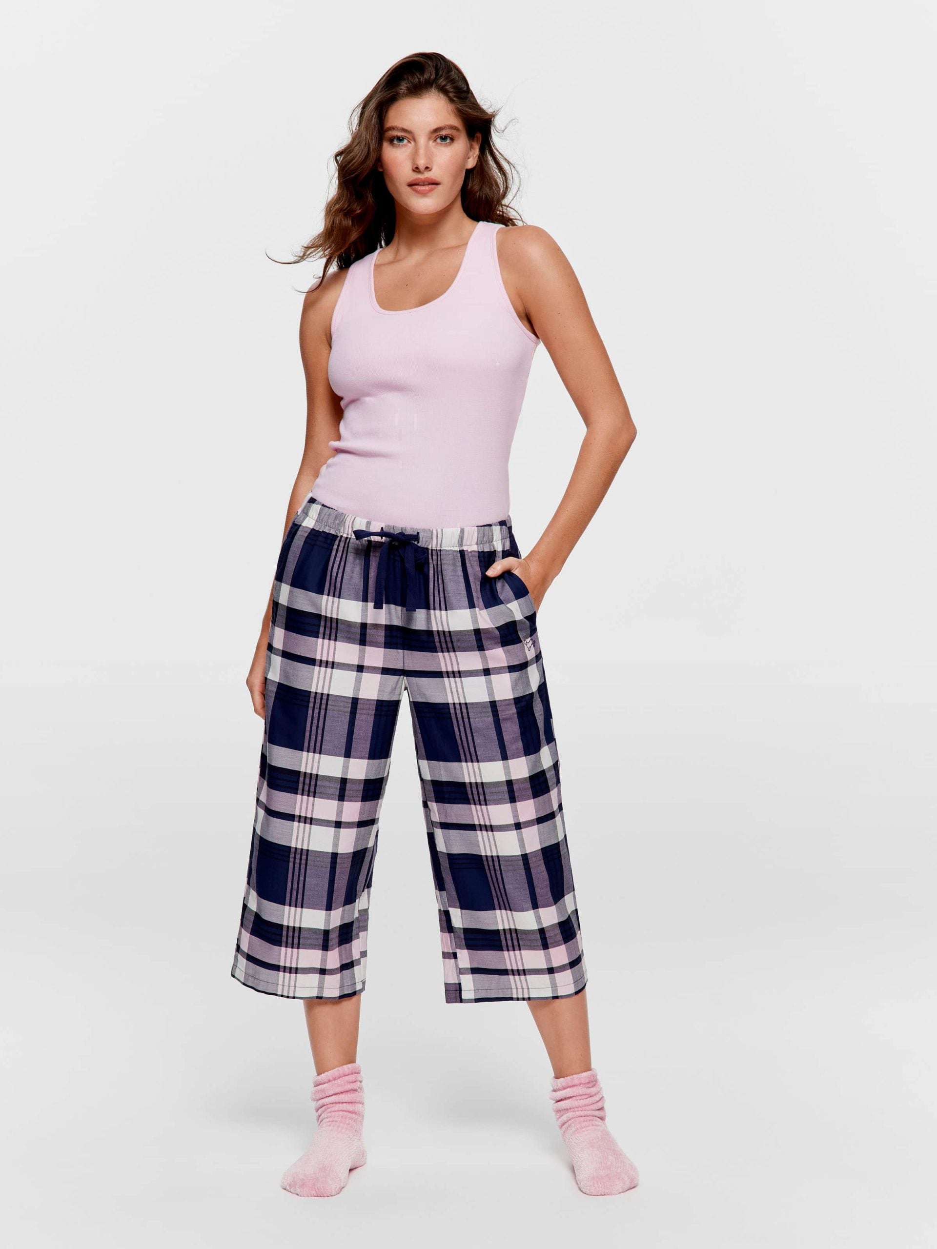 Navy Check 100% Cotton 3/4 Pj Pant multi image 0