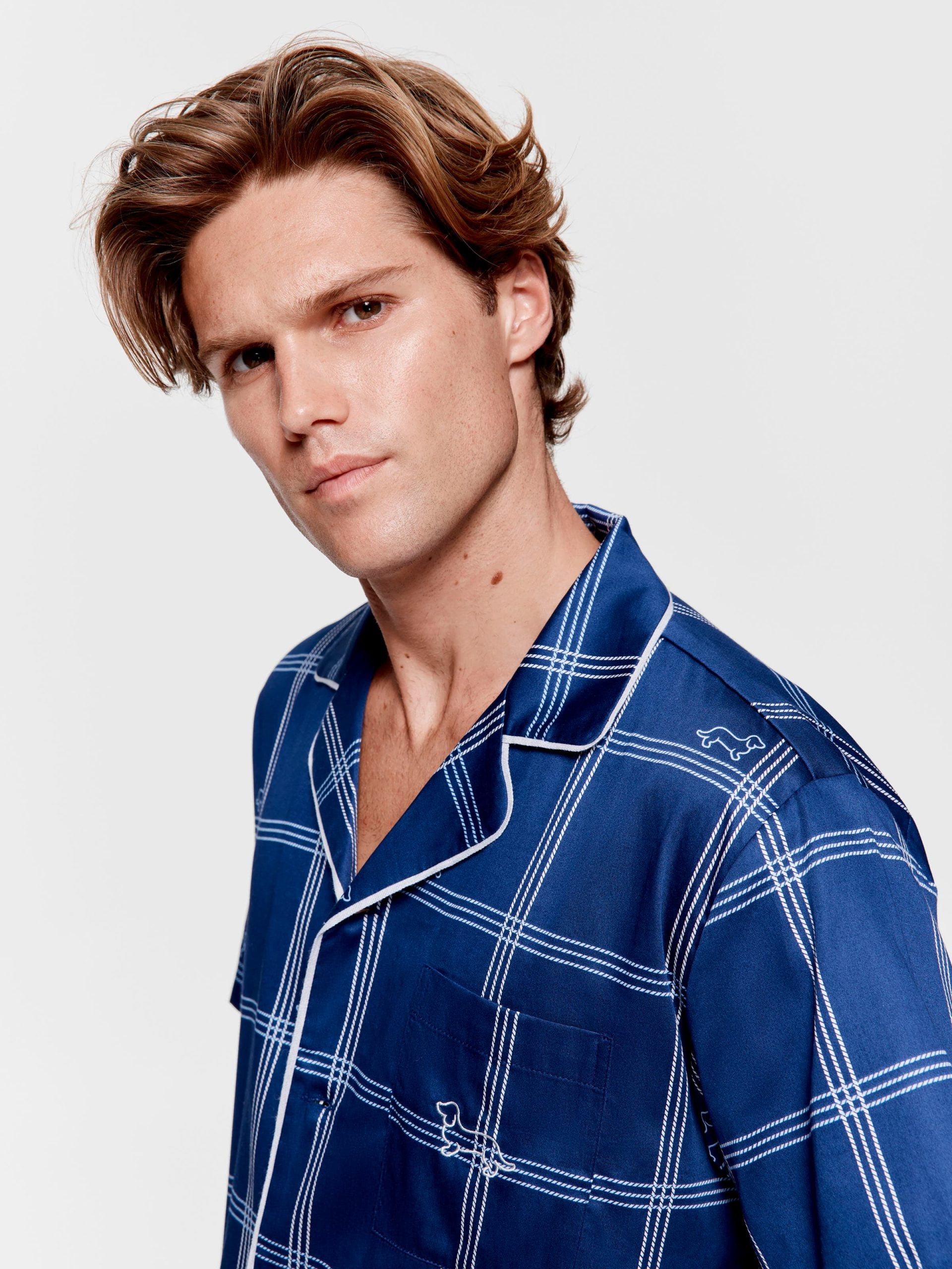 Navy Windowpane Short Sleeve Pj Set multi image 2