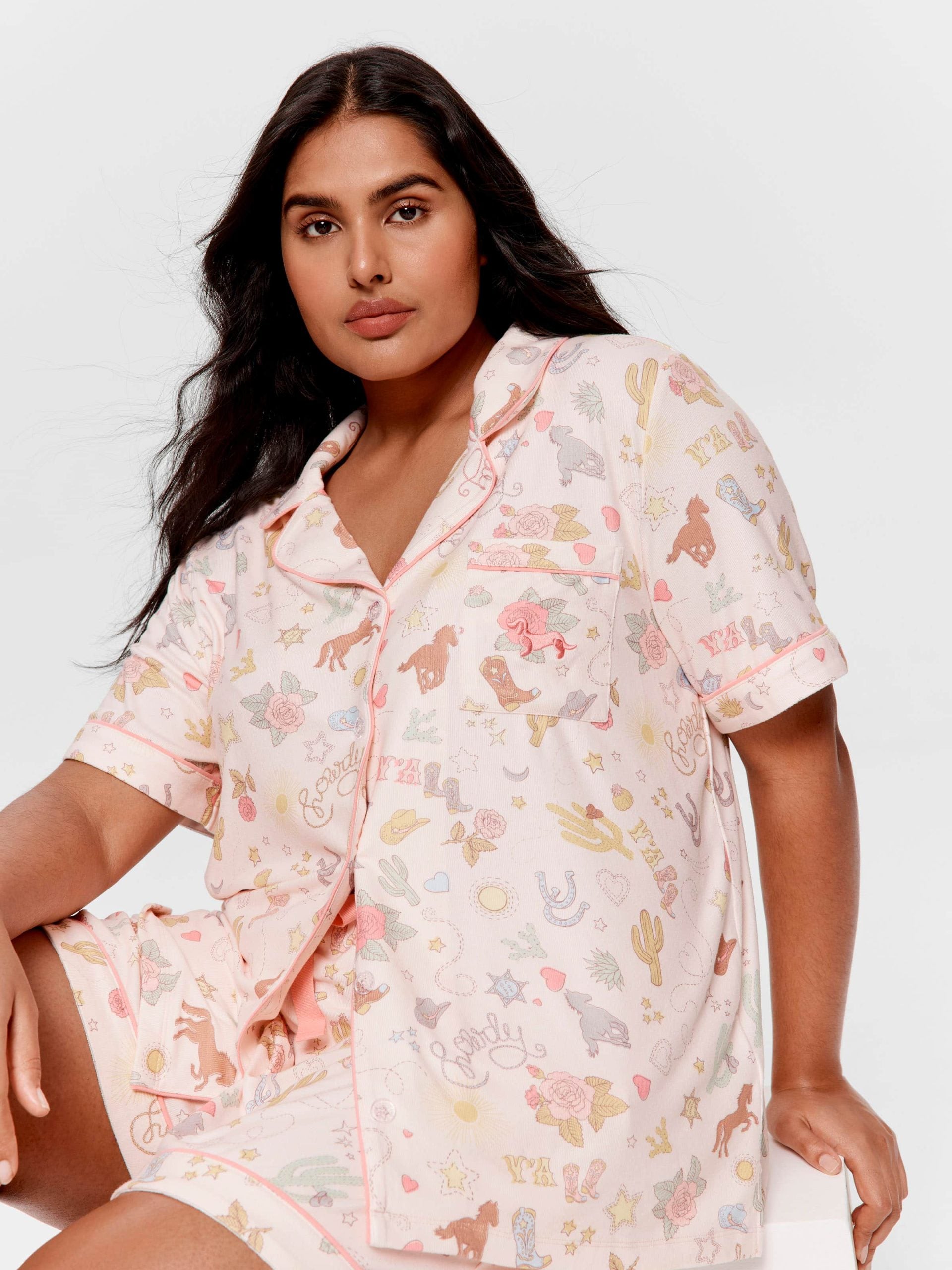 P.A. Plus Howdy Plush Shortie Pj Set Multi image 3