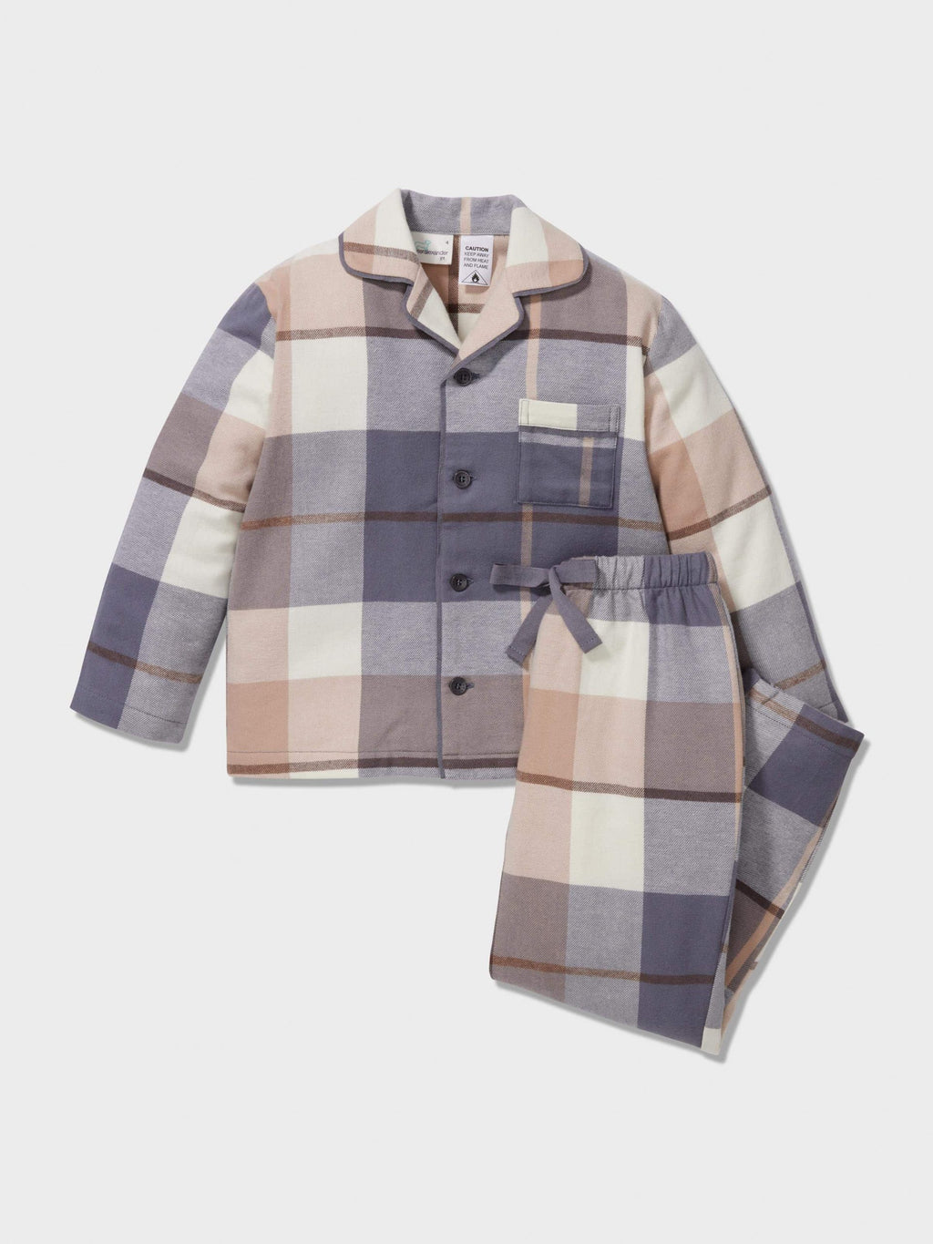 Jnr Boys Charcoal Check Classic Long Pj Set multi image 2