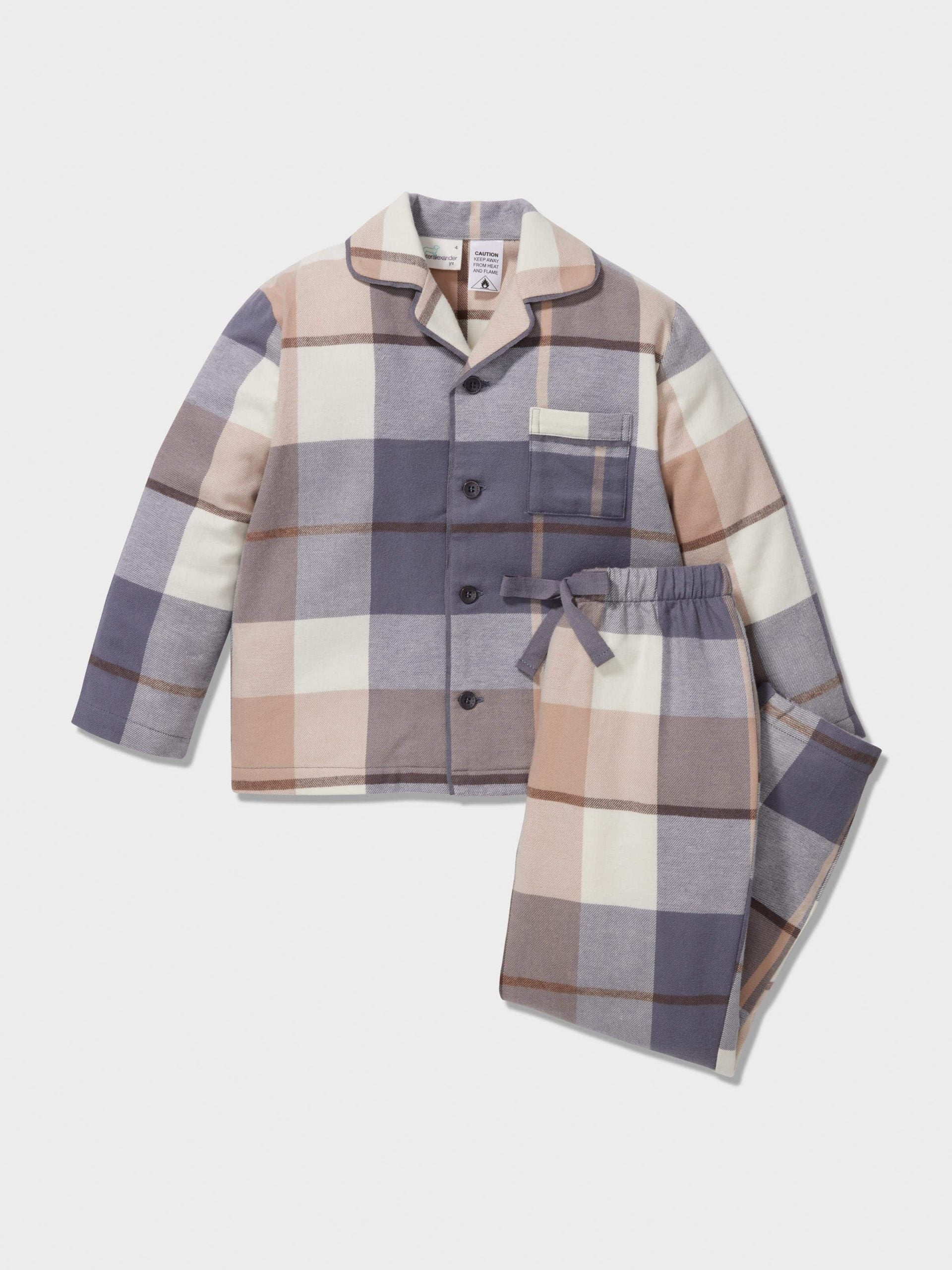 Jnr Boys Charcoal Check Classic Long Pj Set multi image 2
